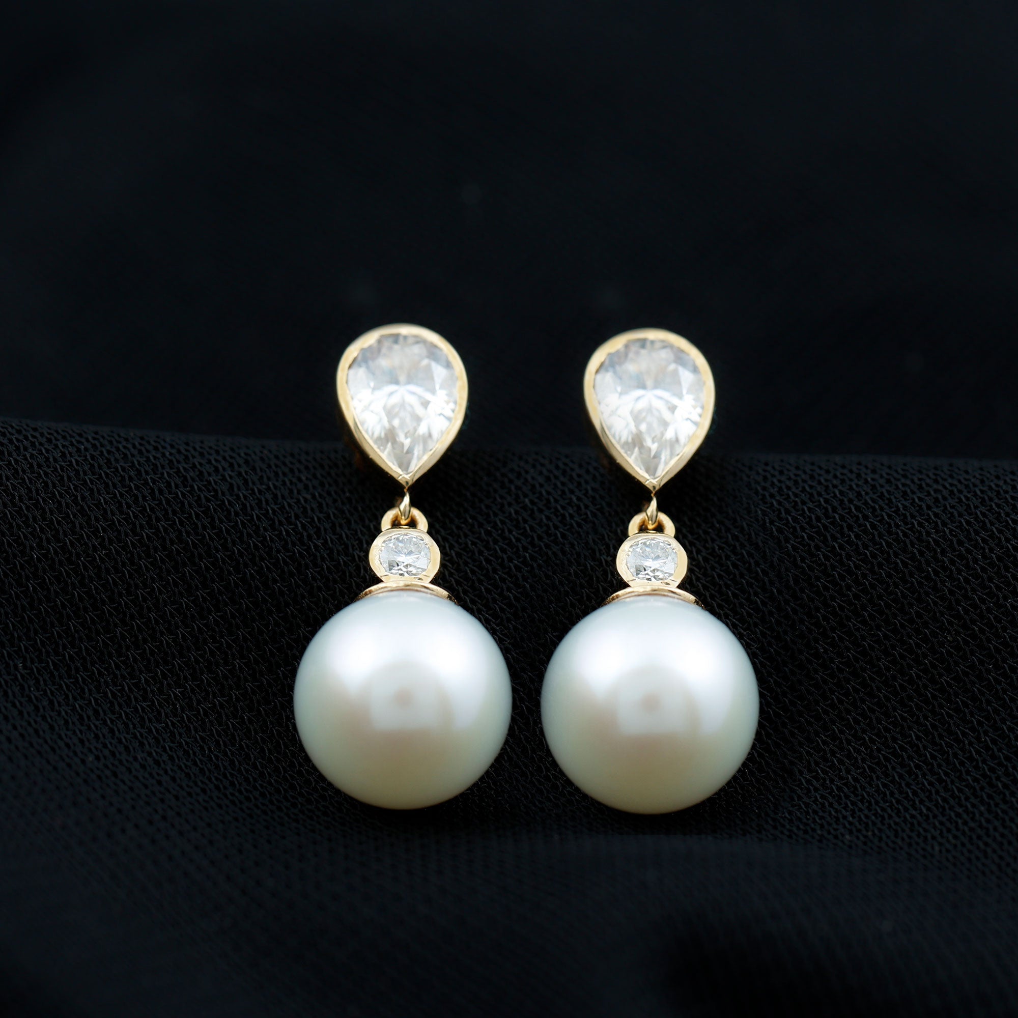 Real Freshwater Pearl and Moissanite Drop Earrings AAA - Rosec Jewels