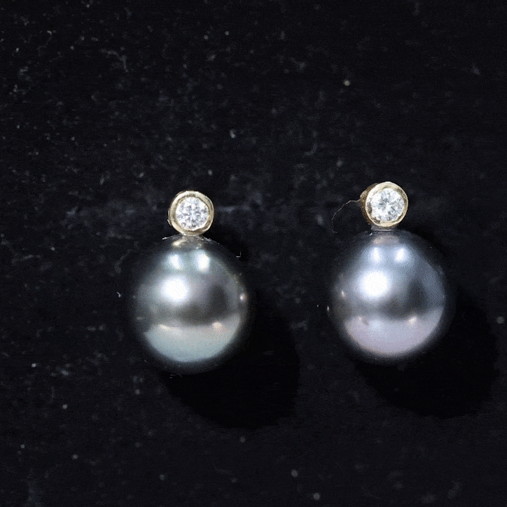 Genuine Tahitian Black Pearl Stud Earrings For Women AAA - Rosec Jewels