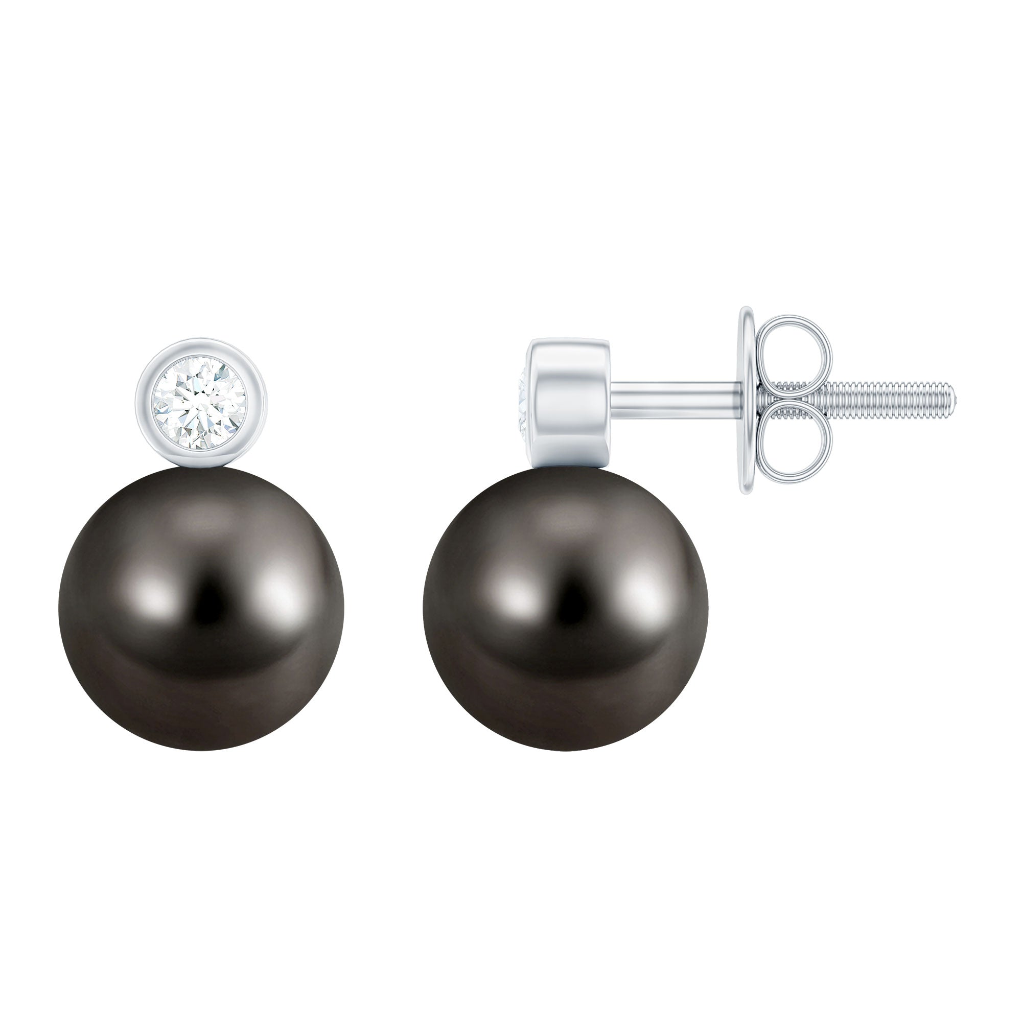 Genuine Tahitian Black Pearl Stud Earrings For Women AAA - Rosec Jewels