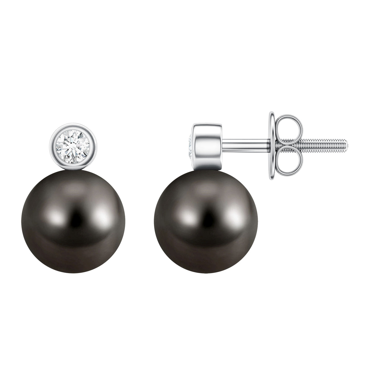 Genuine Tahitian Black Pearl Stud Earrings For Women AAA - Rosec Jewels