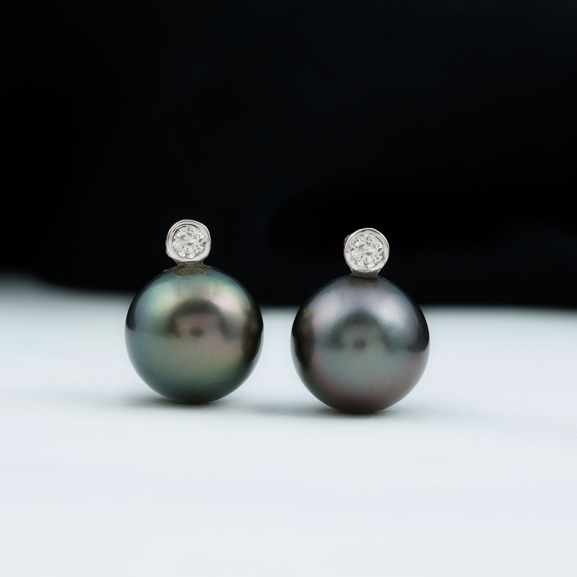 Genuine Tahitian Black Pearl Stud Earrings For Women AAA - Rosec Jewels