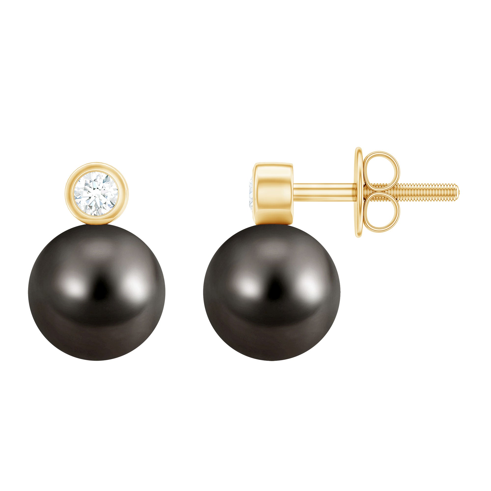 Genuine Tahitian Black Pearl Stud Earrings For Women AAA - Rosec Jewels
