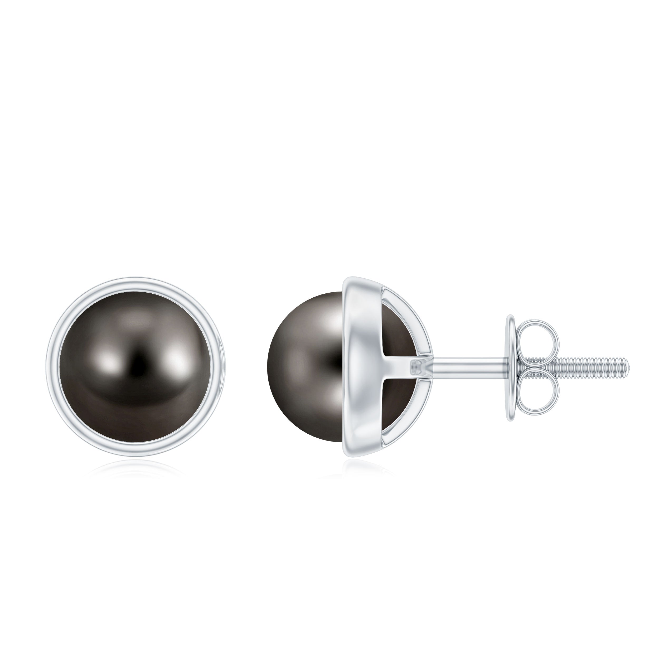 Genuine 10MM Tahitian Black Pearl Stud Earring With Certificate AAA - Rosec Jewels