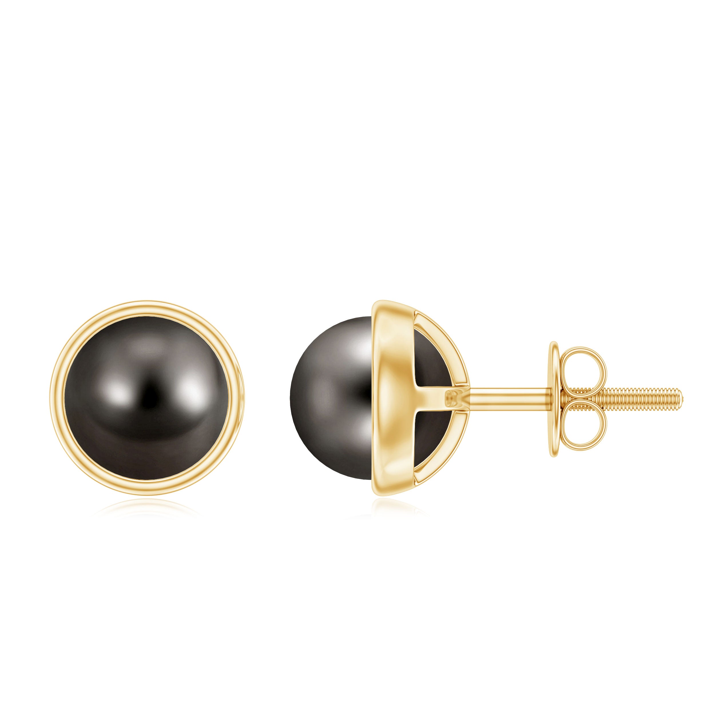16 Carat Genuine Tahitian Black Pearl Stud Earring With Certificate AAA - Rosec Jewels