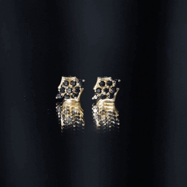 1/2 CT Black Onyx Cluster Stud Earrings AAA - Rosec Jewels