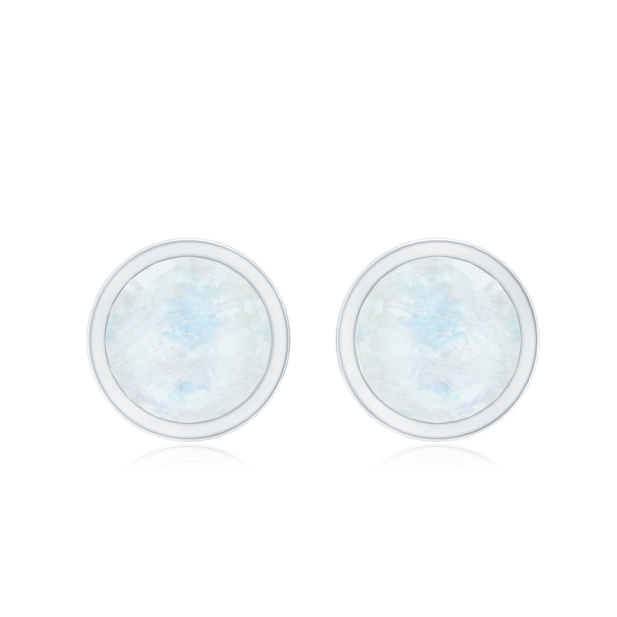Real Moonstone Solitaire Stud Earrings in Bezel Setting AAA - Rosec Jewels