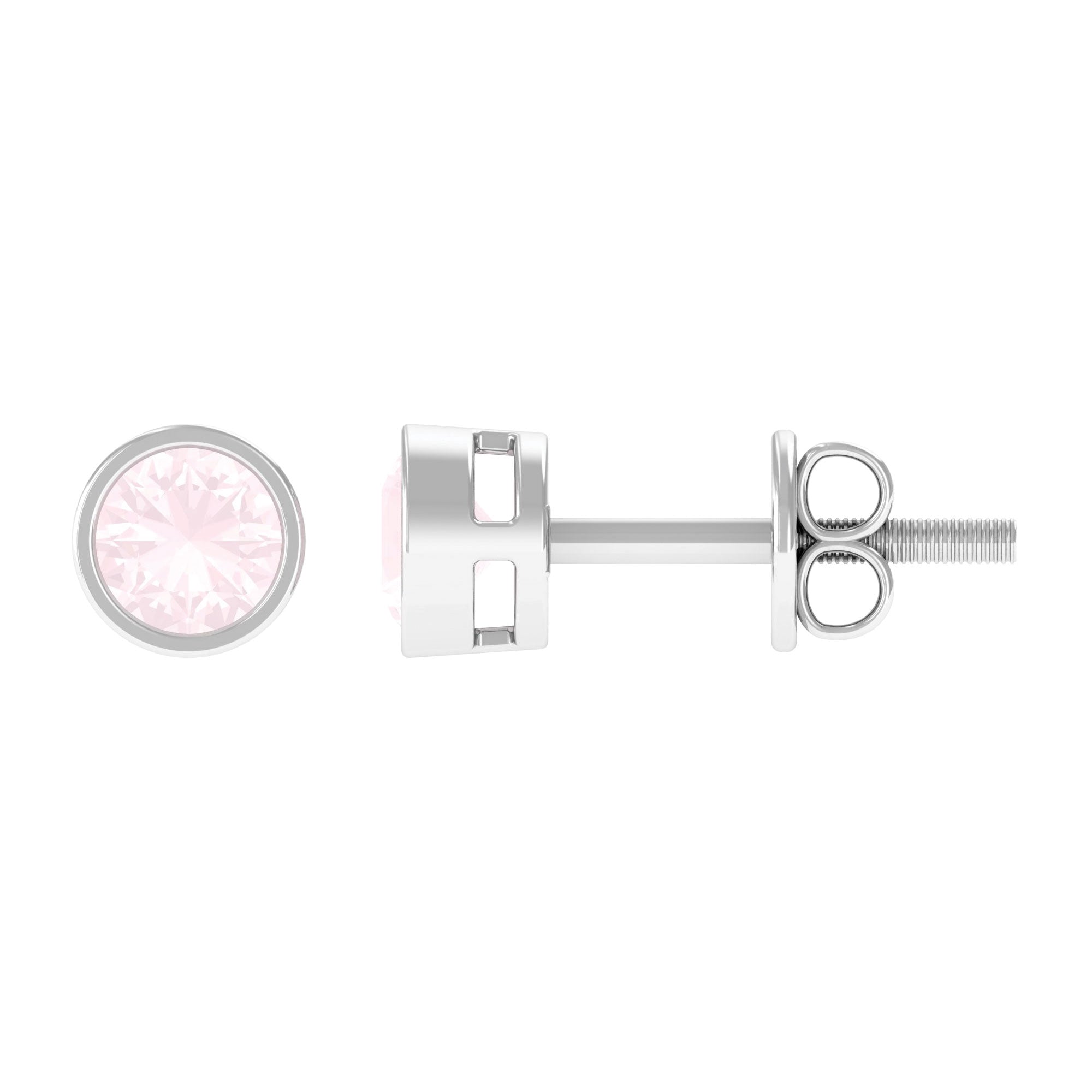 0.50 CT Rose Quartz Solitaire Stud Earrings in Bezel Setting