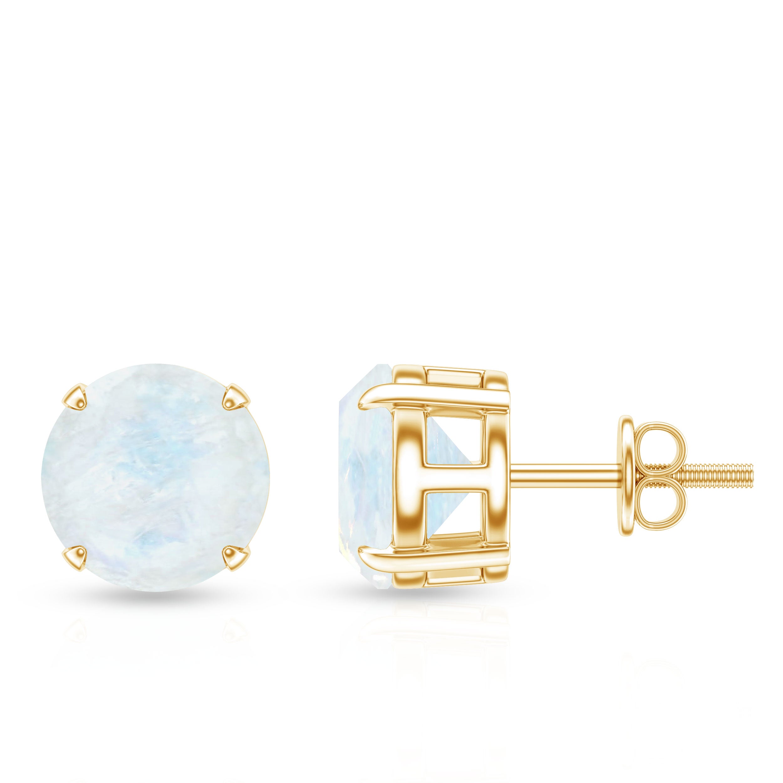 Claw Set Solitaire Moonstone Stud Earrings AAA - Rosec Jewels
