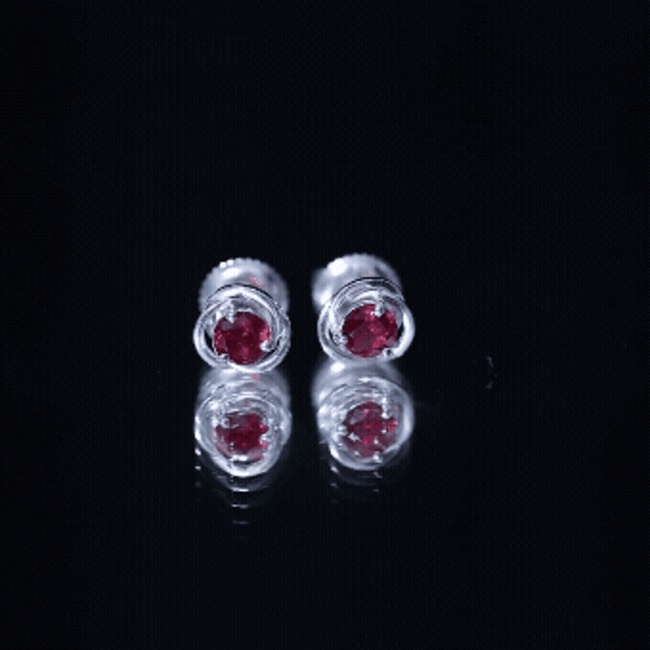 Lab Created Ruby Swirl Stud Earrings with Screw Back AAAA - Rosec Jewels