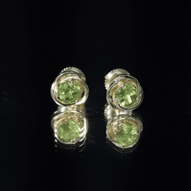 1 Carat Round Cut Peridot Swirl Stud Earrings AAA - Rosec Jewels
