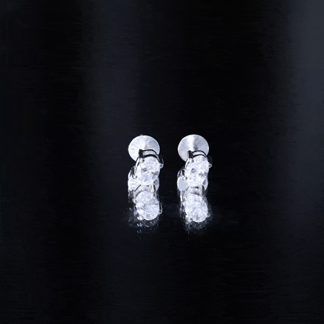4X6 MM Oval Shaped Lab Grown Diamond Solitaire Stud Earrings Lab - ( EF-VS ) - Rosec Jewels