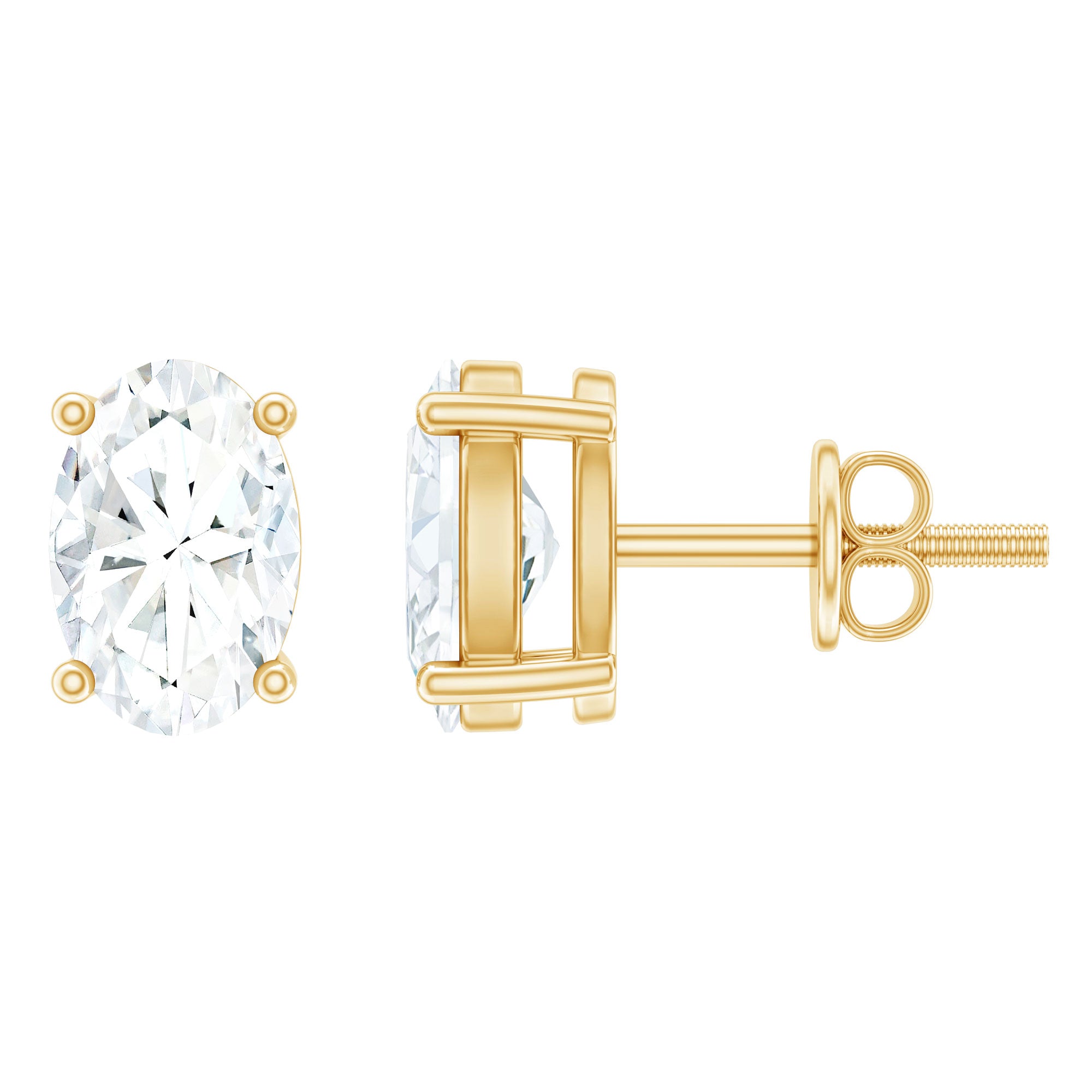 4X6 MM Oval Shaped Lab Grown Diamond Solitaire Stud Earrings Lab - ( EF-VS ) - Rosec Jewels