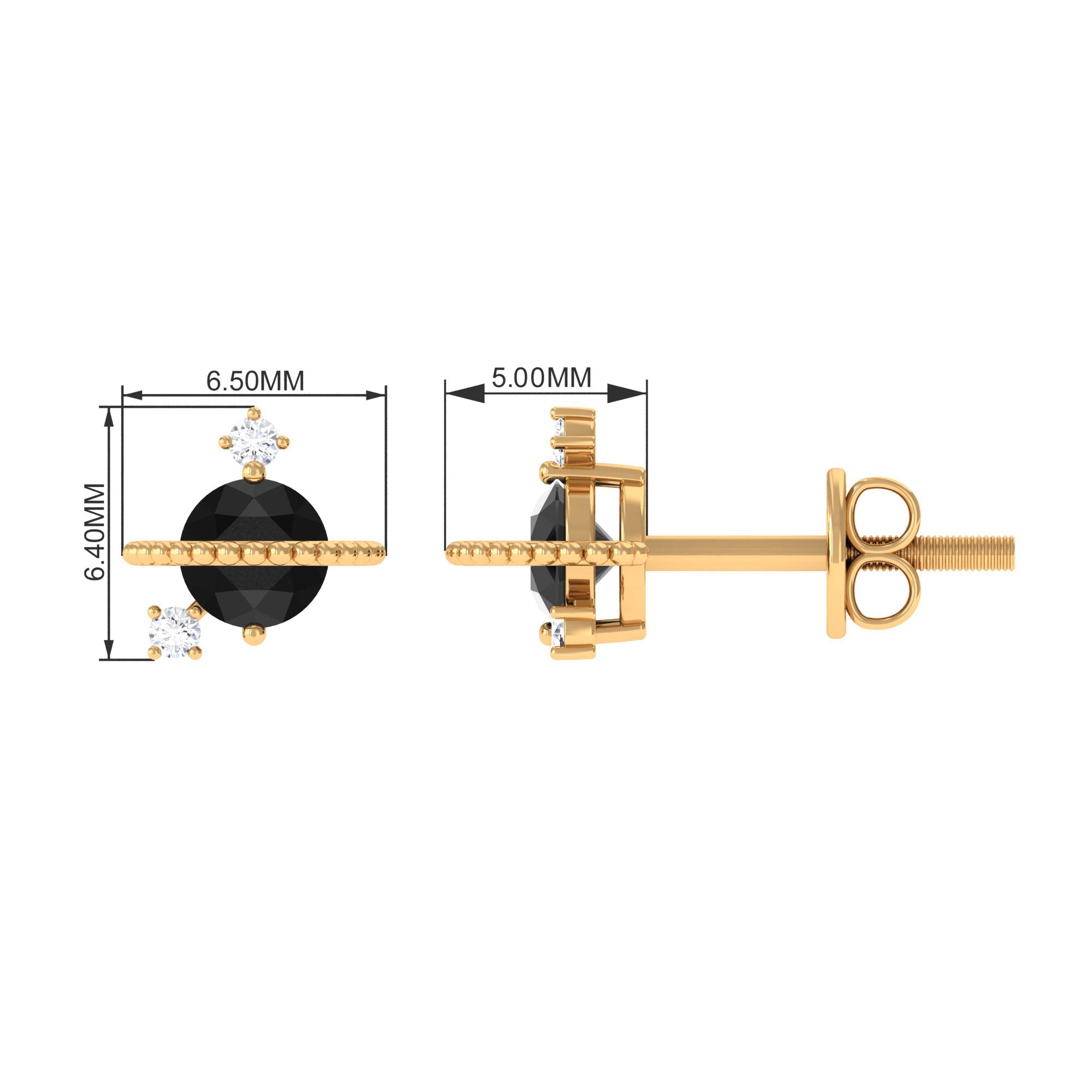 Lab Created Black and White Diamond Unique Stud Earrings AAAA ( Synthetic ) - Rosec Jewels