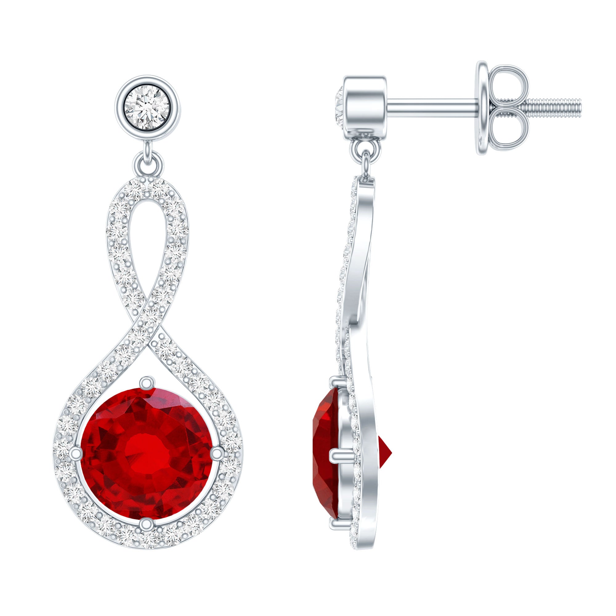 Lab Grown Ruby Diamond Drop Earrings