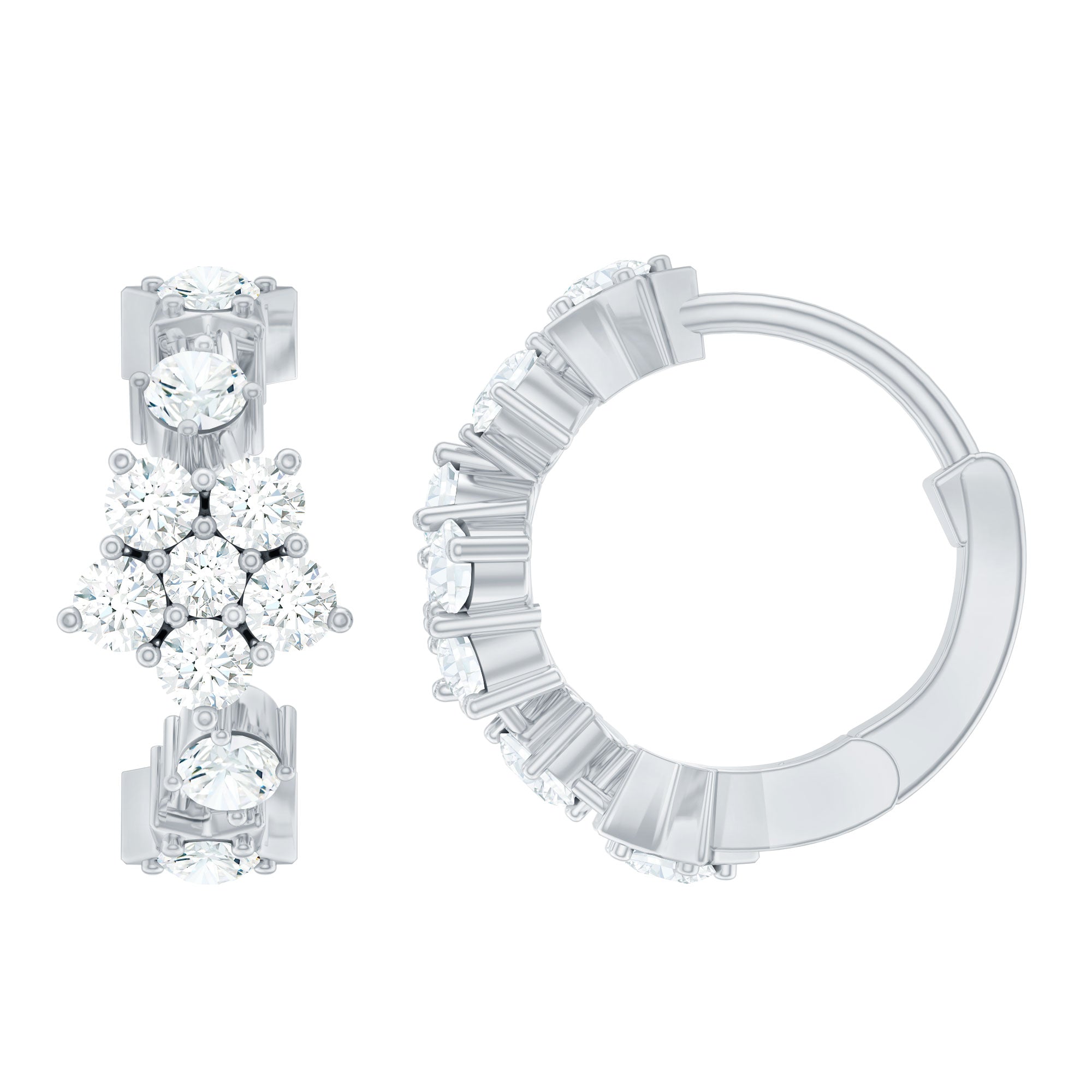 Rosec Jewels-3/4 CT Diamond Floral Hoop Earrings