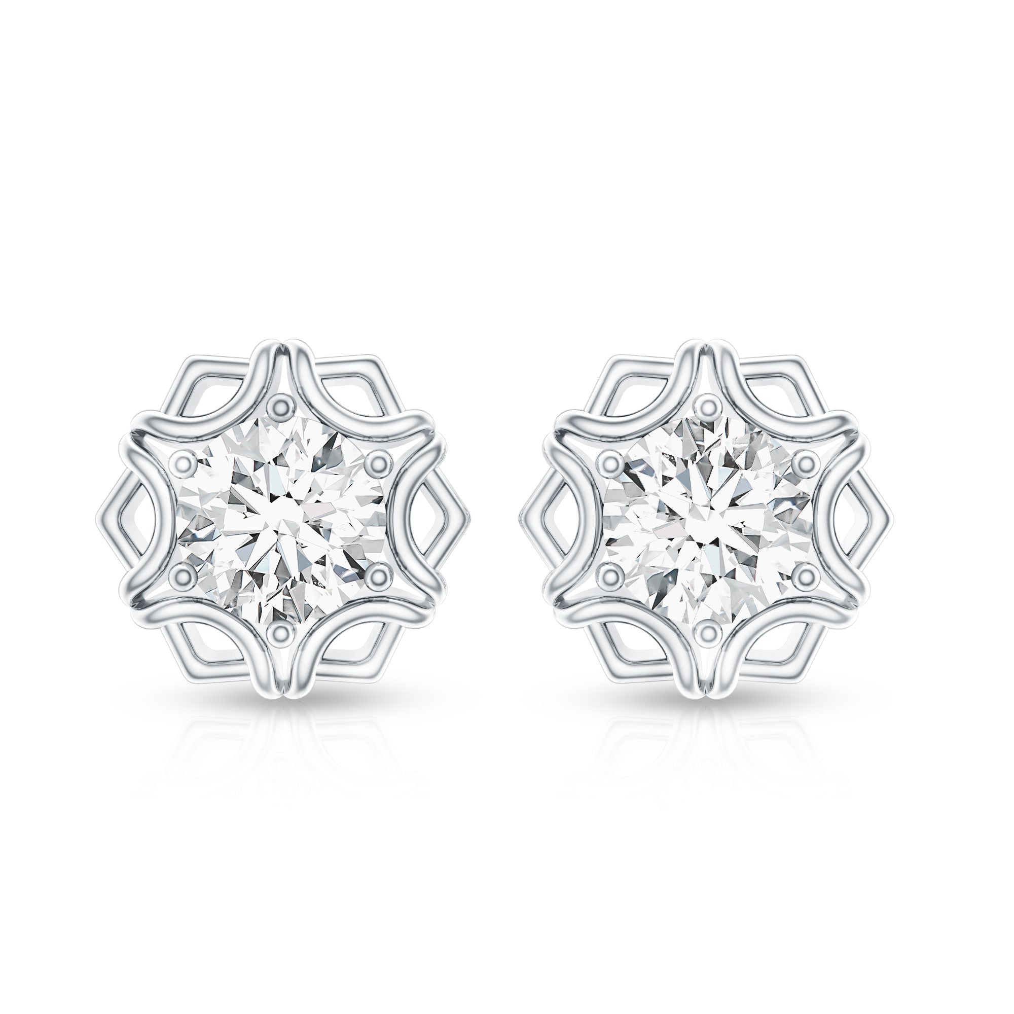 Lab Grown Diamond 1 Carat Stud Earrings With Screw Back Lab - ( EF-VS ) - Rosec Jewels