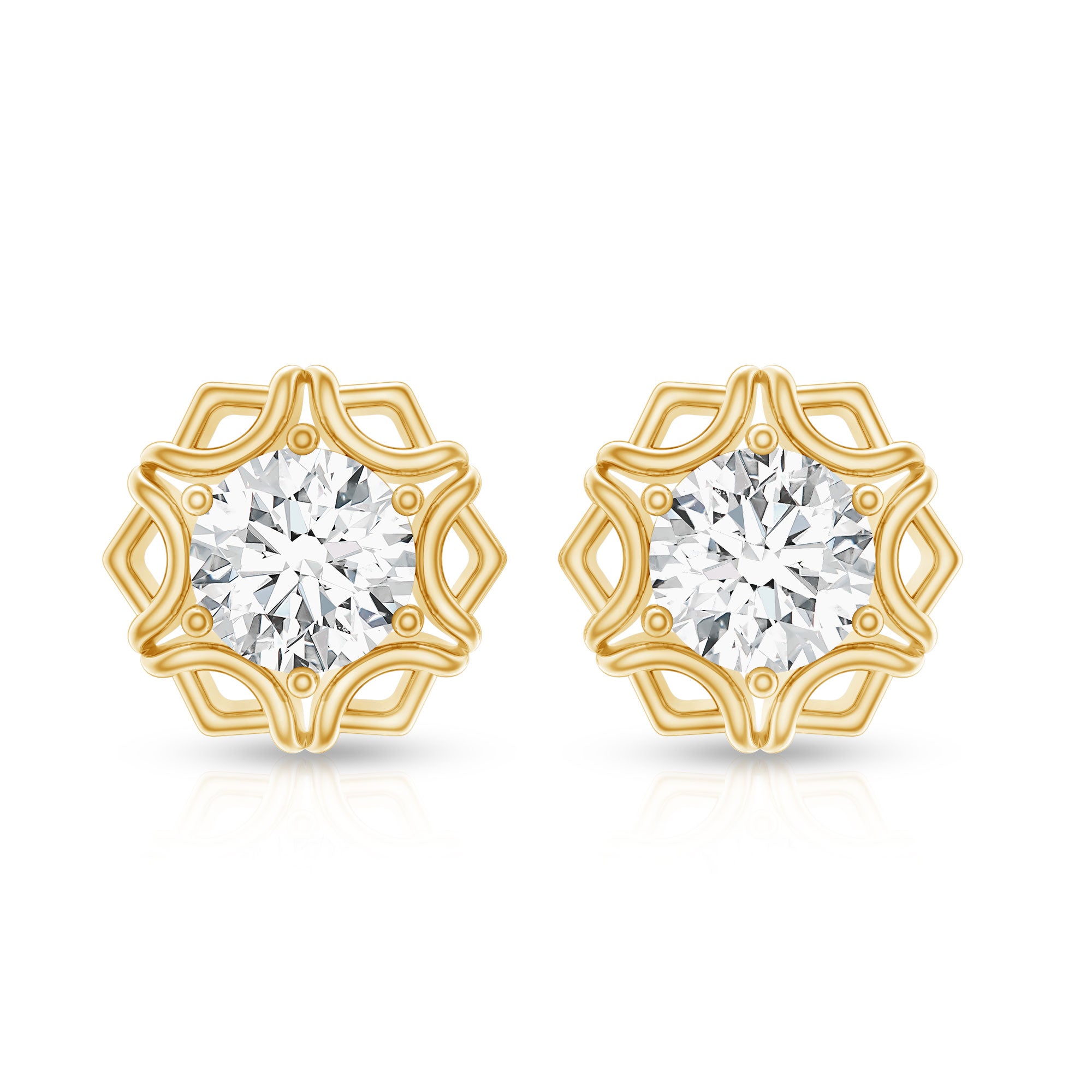 Lab Grown Diamond 1 Carat Stud Earrings With Screw Back Lab - ( EF-VS ) - Rosec Jewels