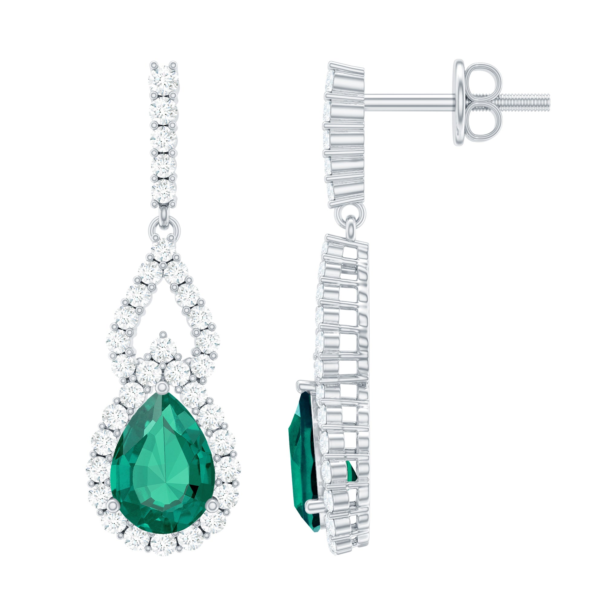 Lab Grown Emerald Vintage Style Earrings with Diamond