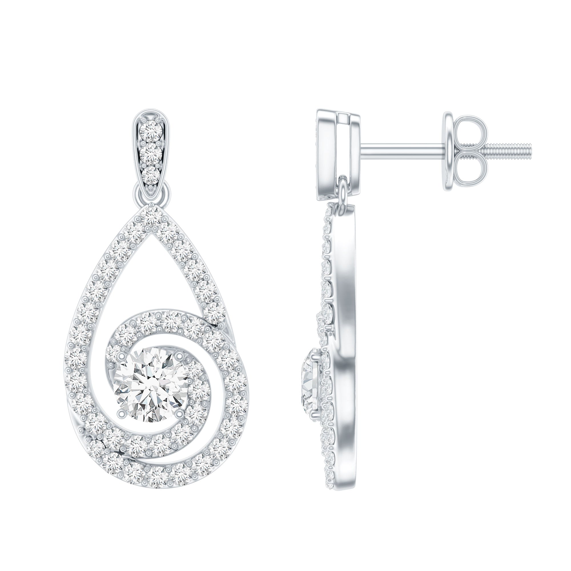 Lab Grown Diamond Swirl Earrings With Screw Back