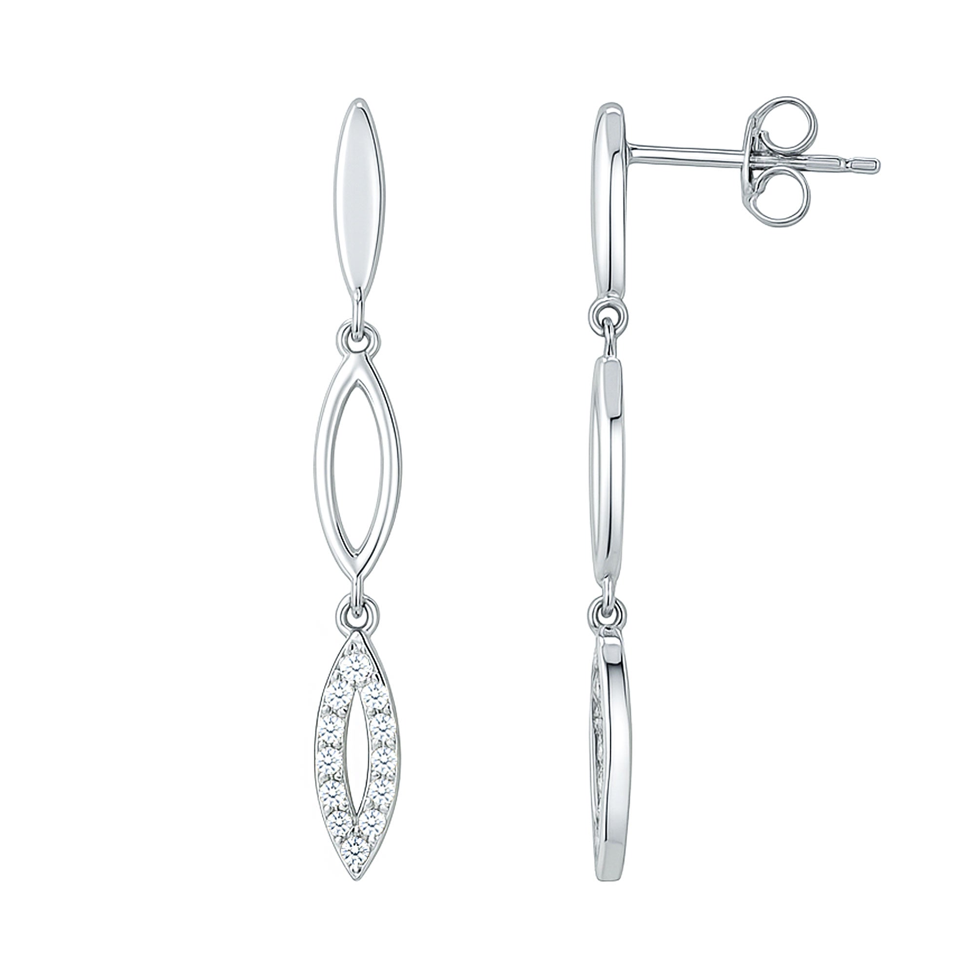 Certified Cubic Zirconia Dangle Earrings in Sterling Silver