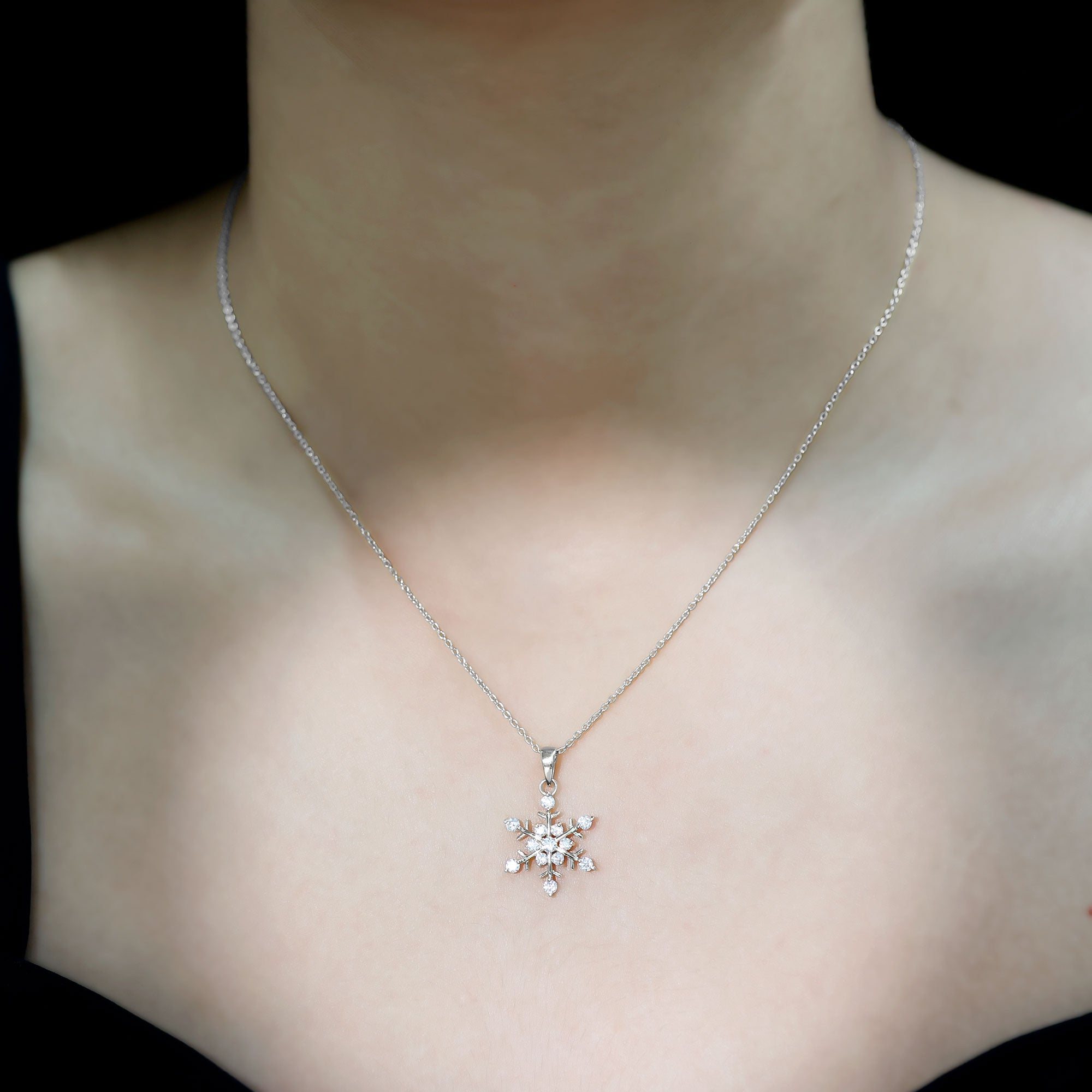Certified Moissanite Snowflake Necklace Pendant for Women D-VS1 - Rosec Jewels