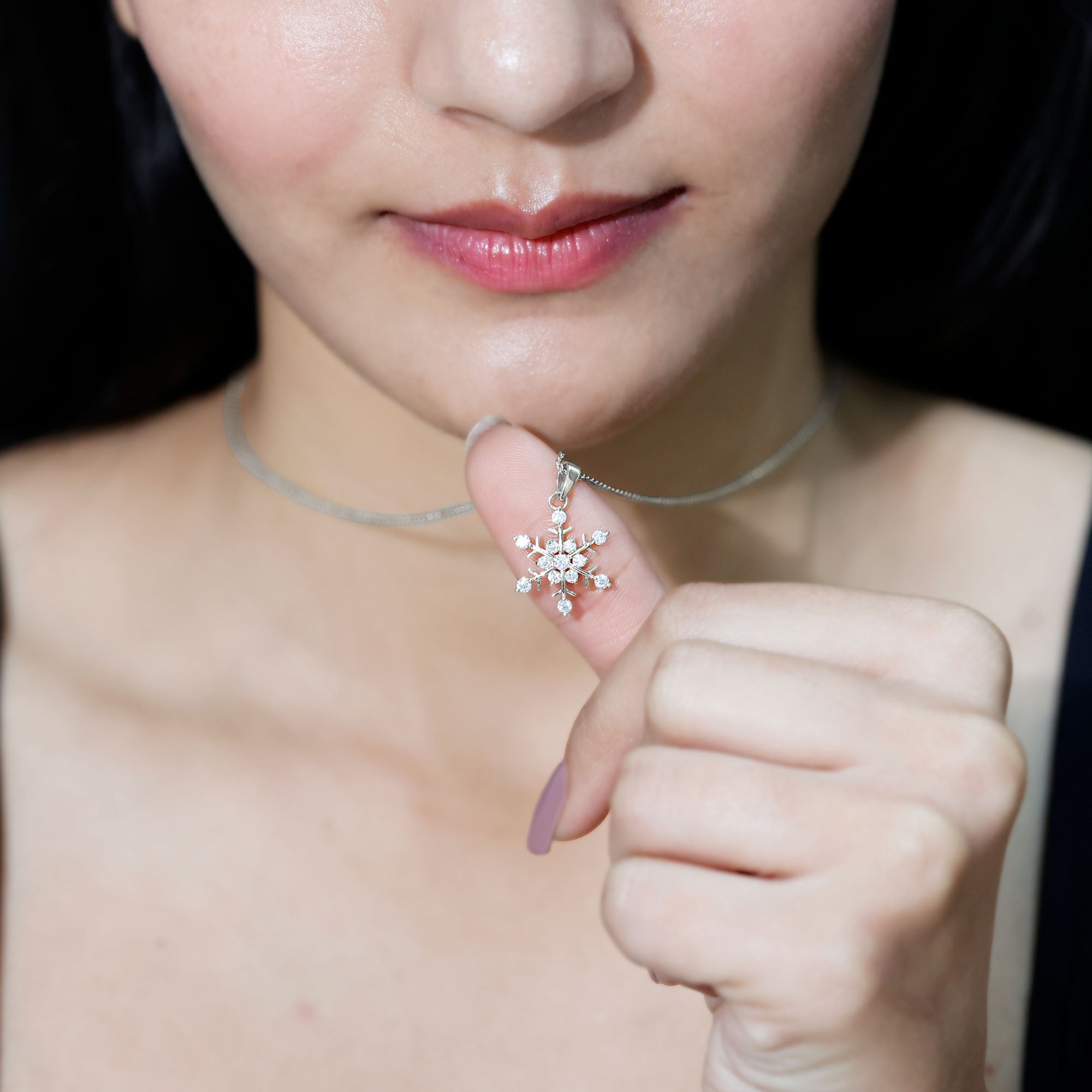 Certified Moissanite Snowflake Necklace Pendant for Women D-VS1 - Rosec Jewels