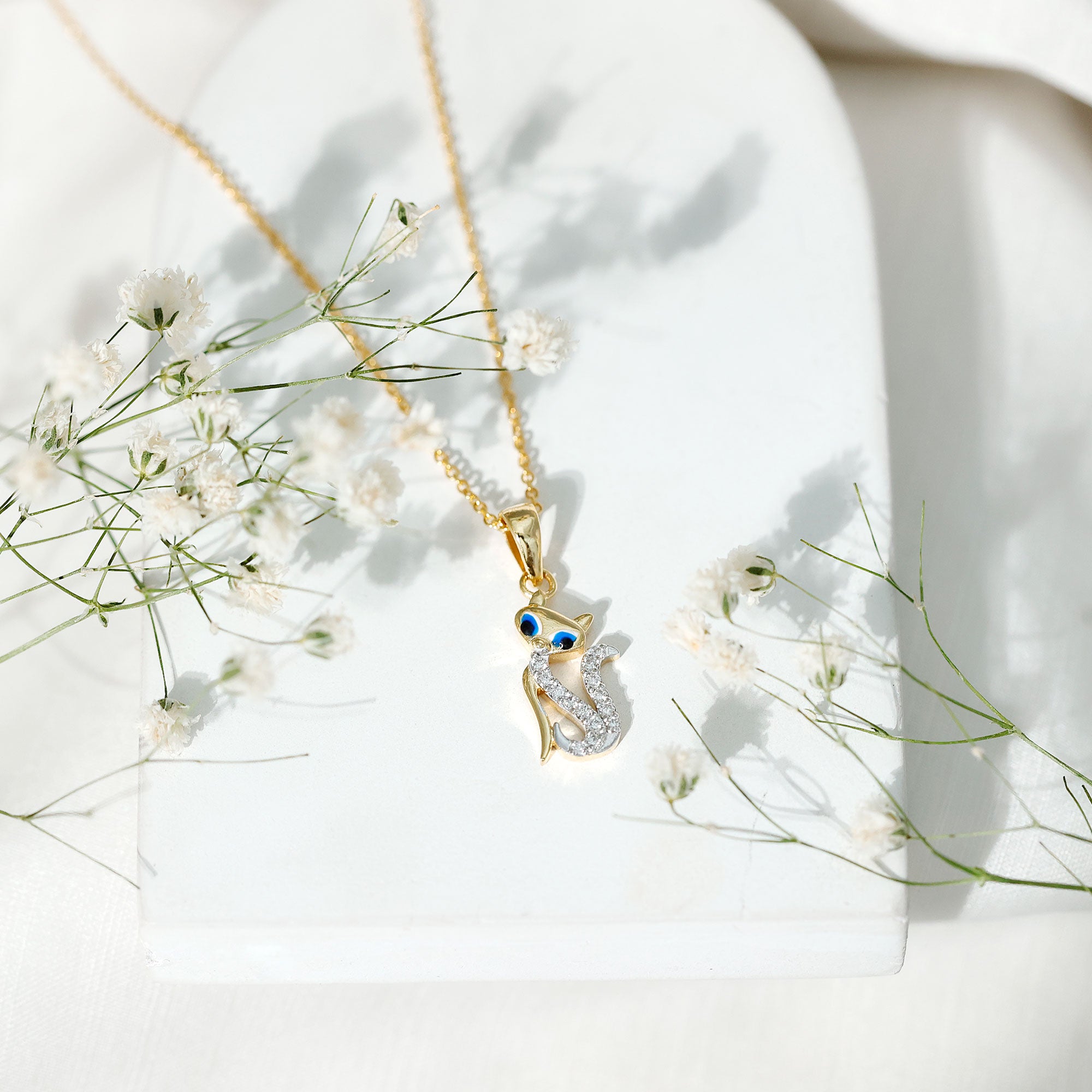 Certified Diamond Kitty Necklace For Women Natural - ( HI-SI ) - Rosec Jewels