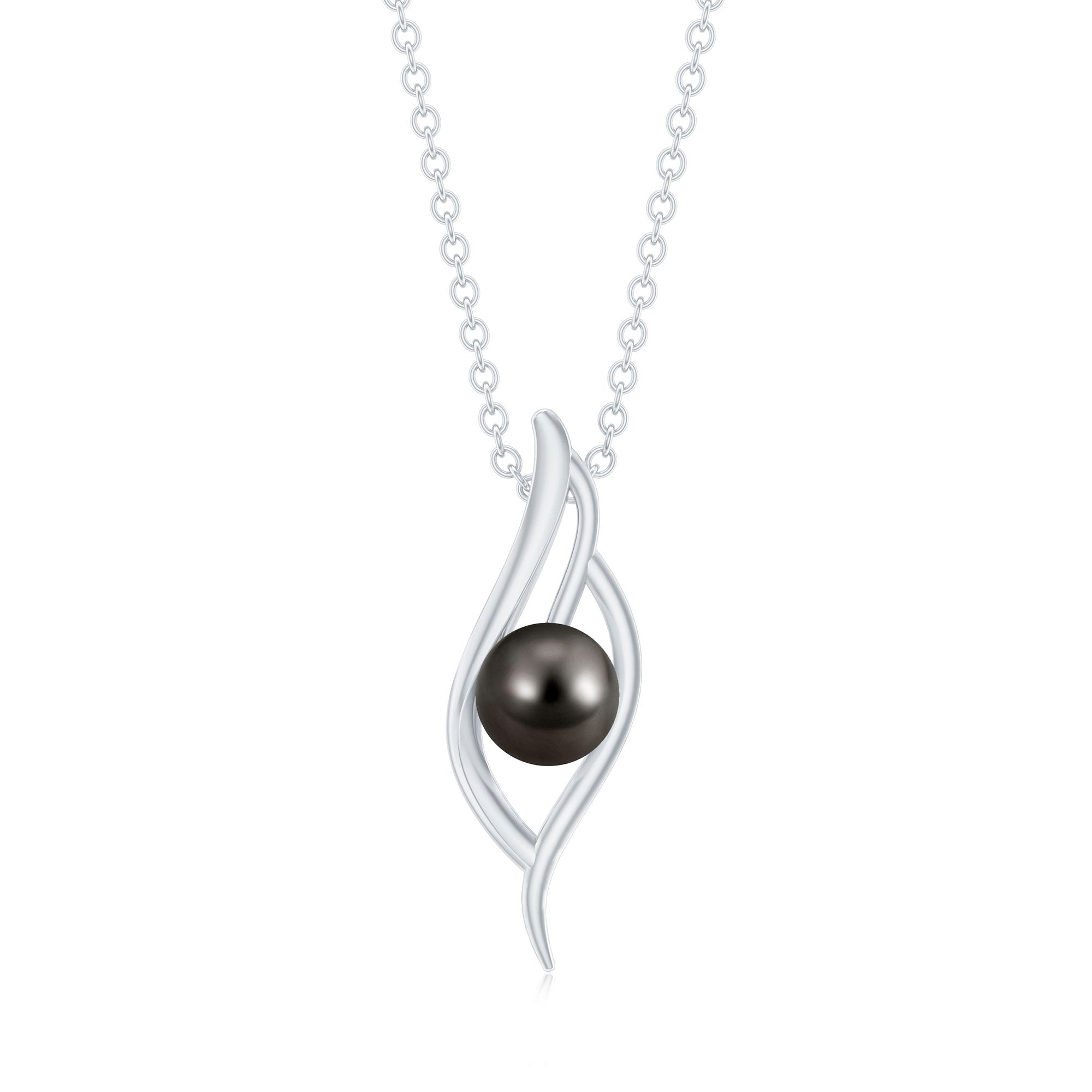 7.5 Carat Solitaire Black Pearl Leaf Pendant Necklace AAA - Rosec Jewels