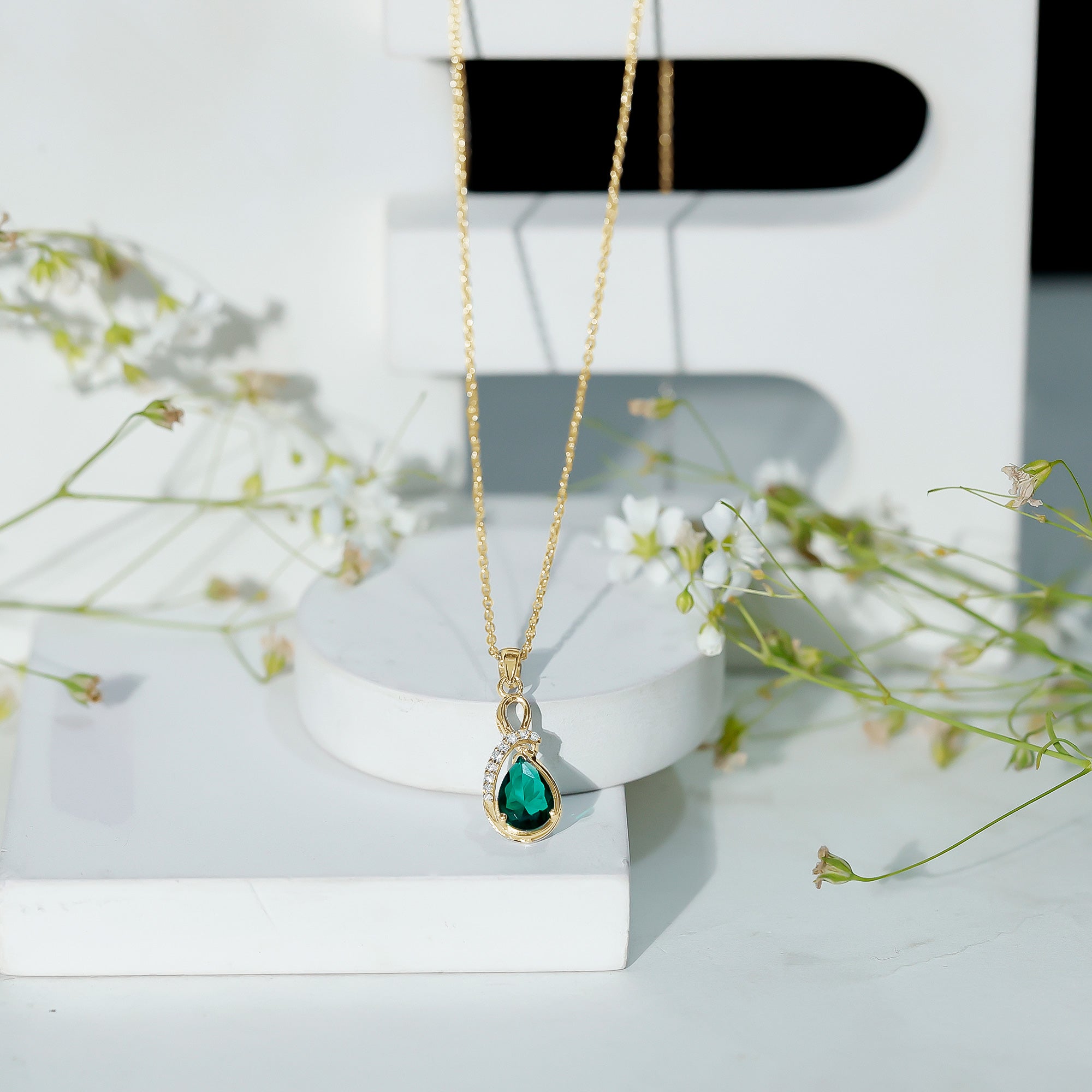 Certified Lab Grown Emerald Designer Necklace with Diamond AAAA - Rosec Jewels