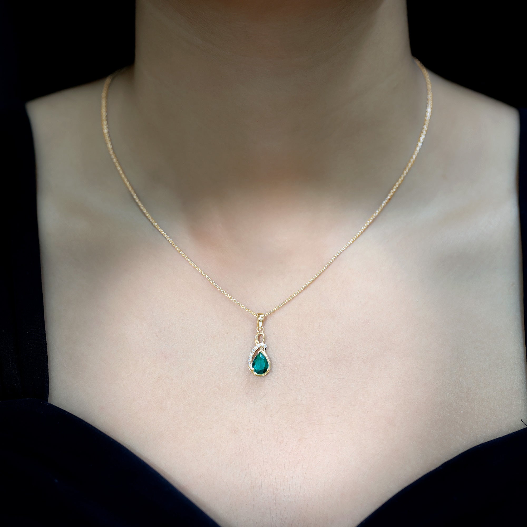 Certified Lab Grown Emerald Designer Necklace with Diamond AAAA - Rosec Jewels