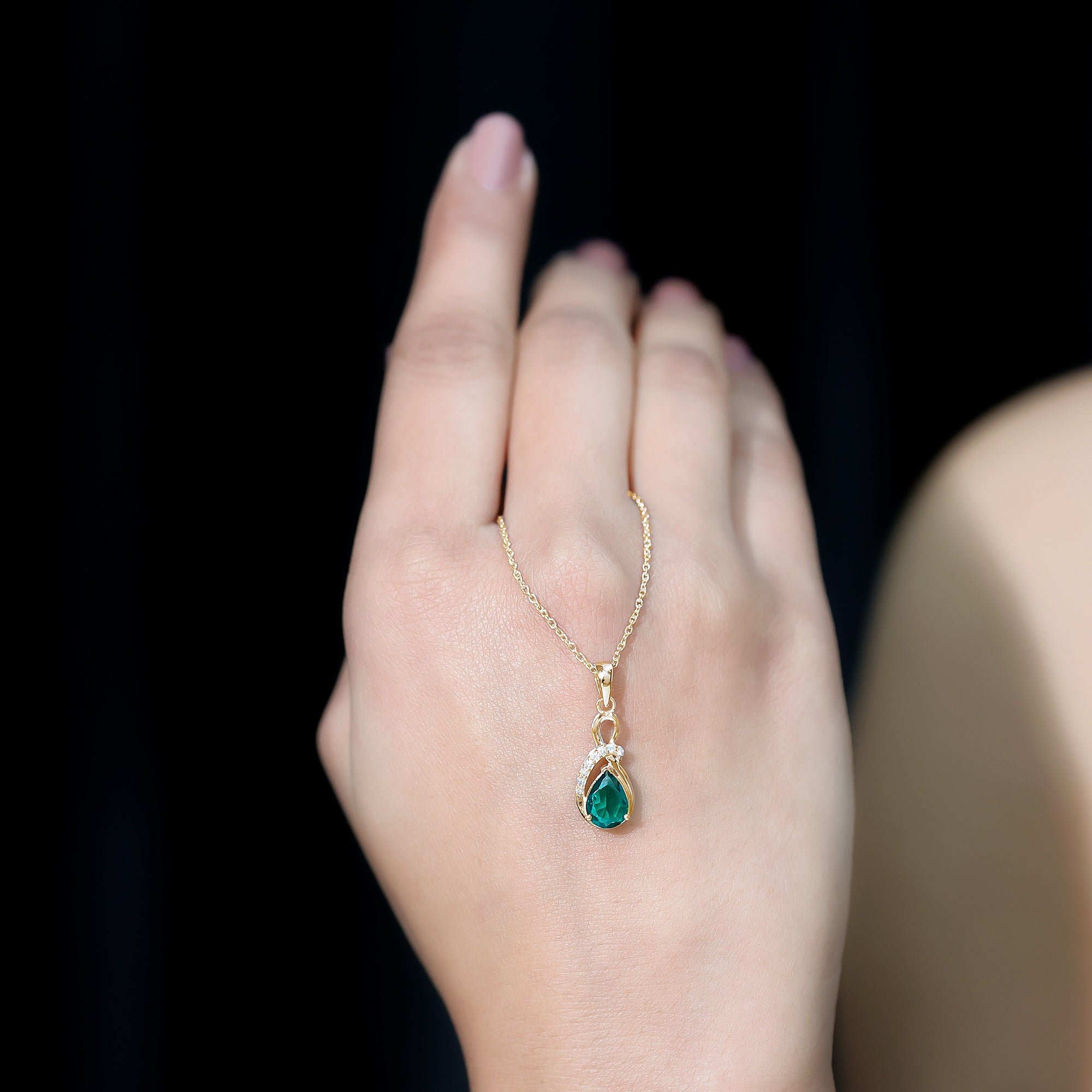 Certified Lab Grown Emerald Designer Necklace with Diamond AAAA - Rosec Jewels