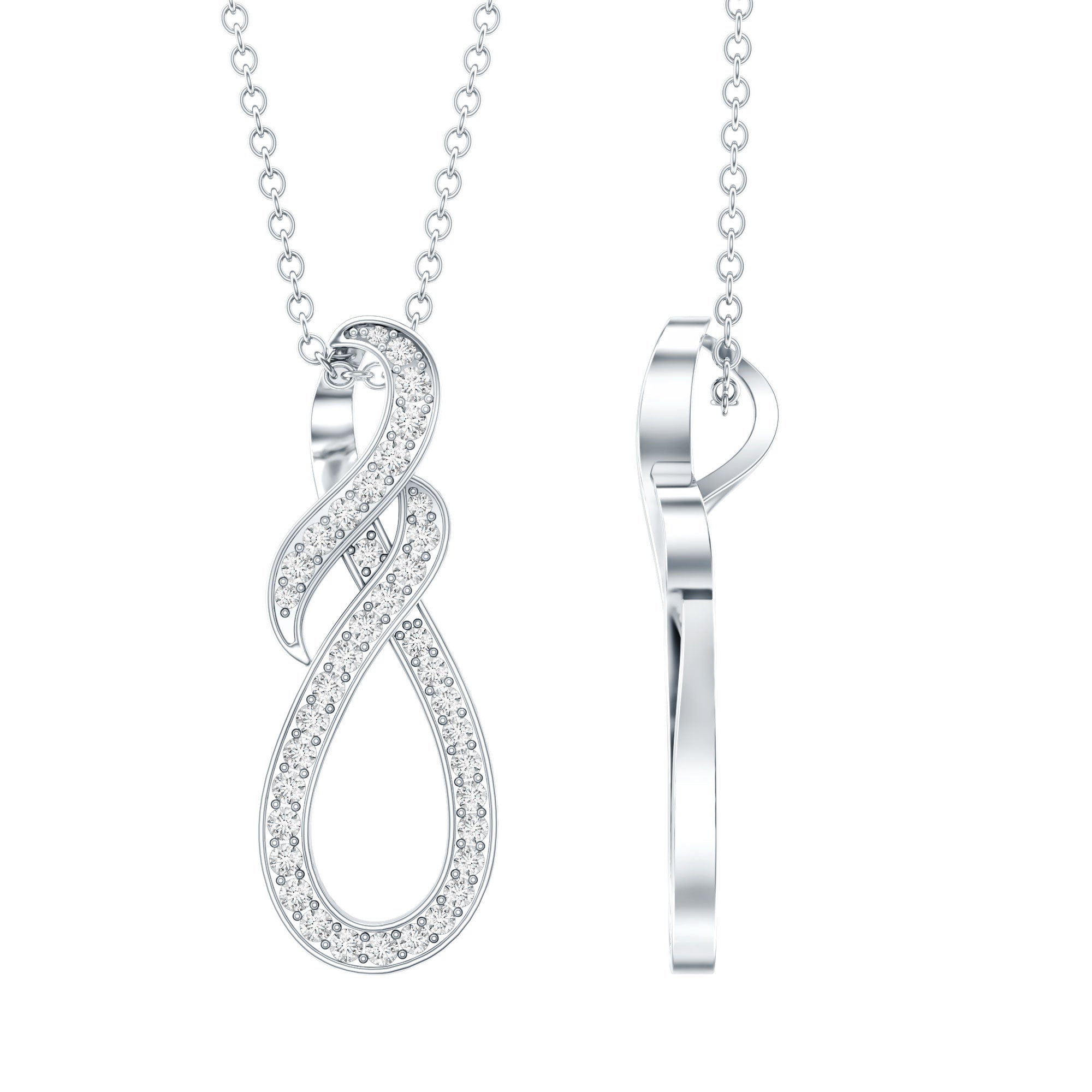Certified Lab Grown Diamond Infinity Pendant Necklace Lab - ( EF-VS ) - Rosec Jewels