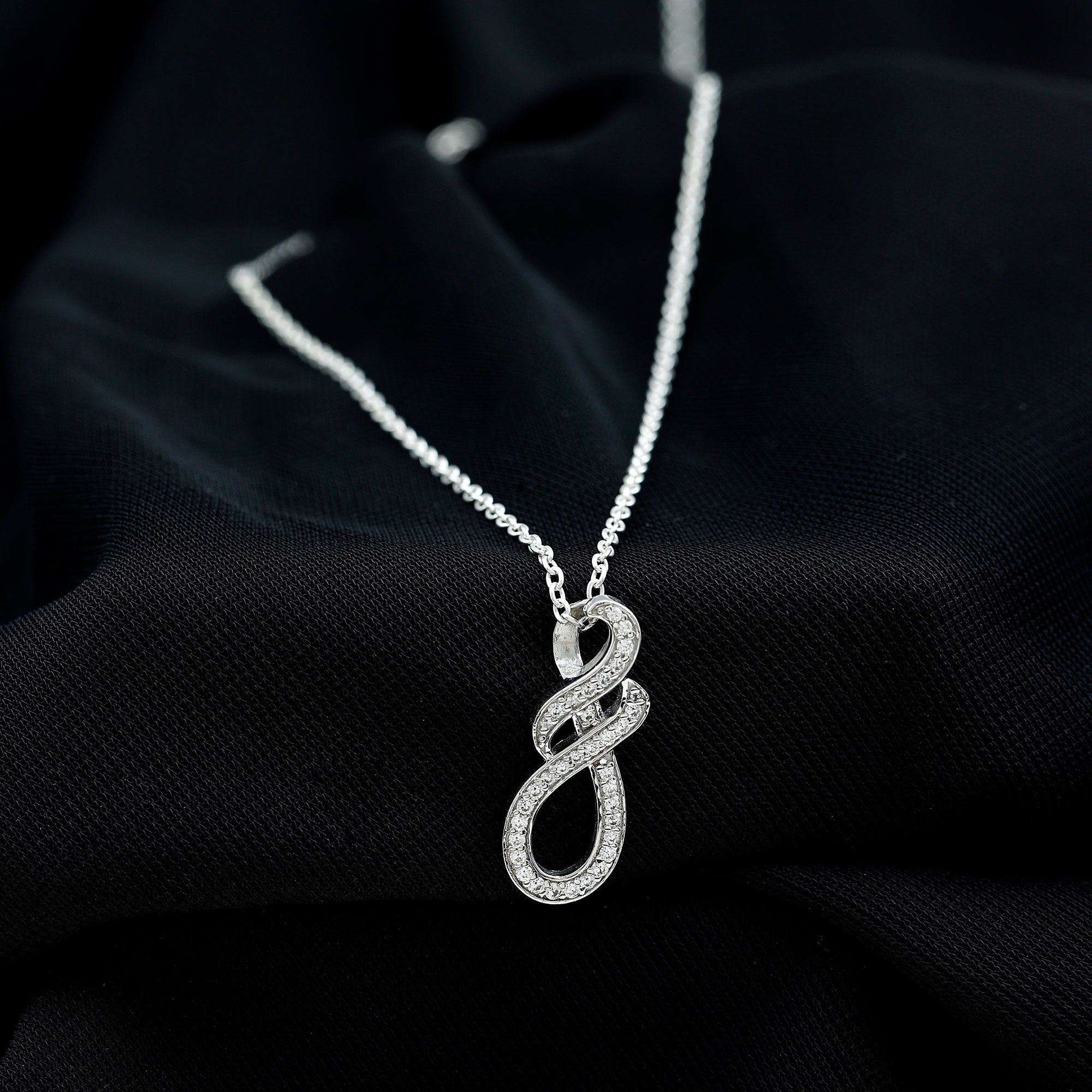 Certified Lab Grown Diamond Infinity Pendant Necklace Lab - ( EF-VS ) - Rosec Jewels