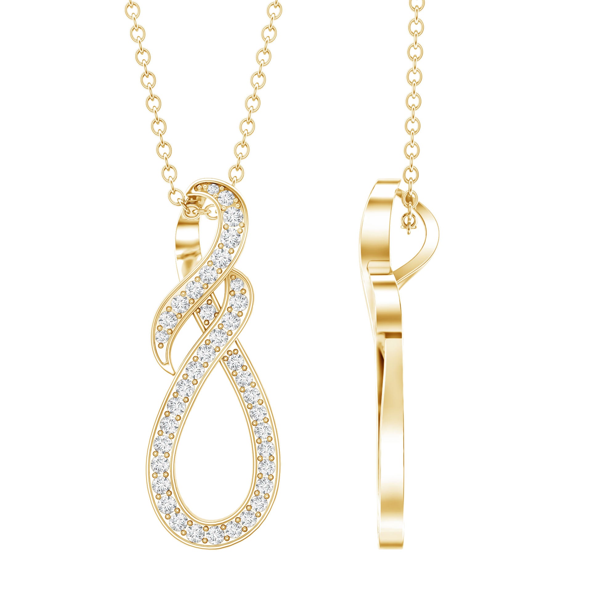 Certified Lab Grown Diamond Infinity Pendant Necklace Lab - ( EF-VS ) - Rosec Jewels