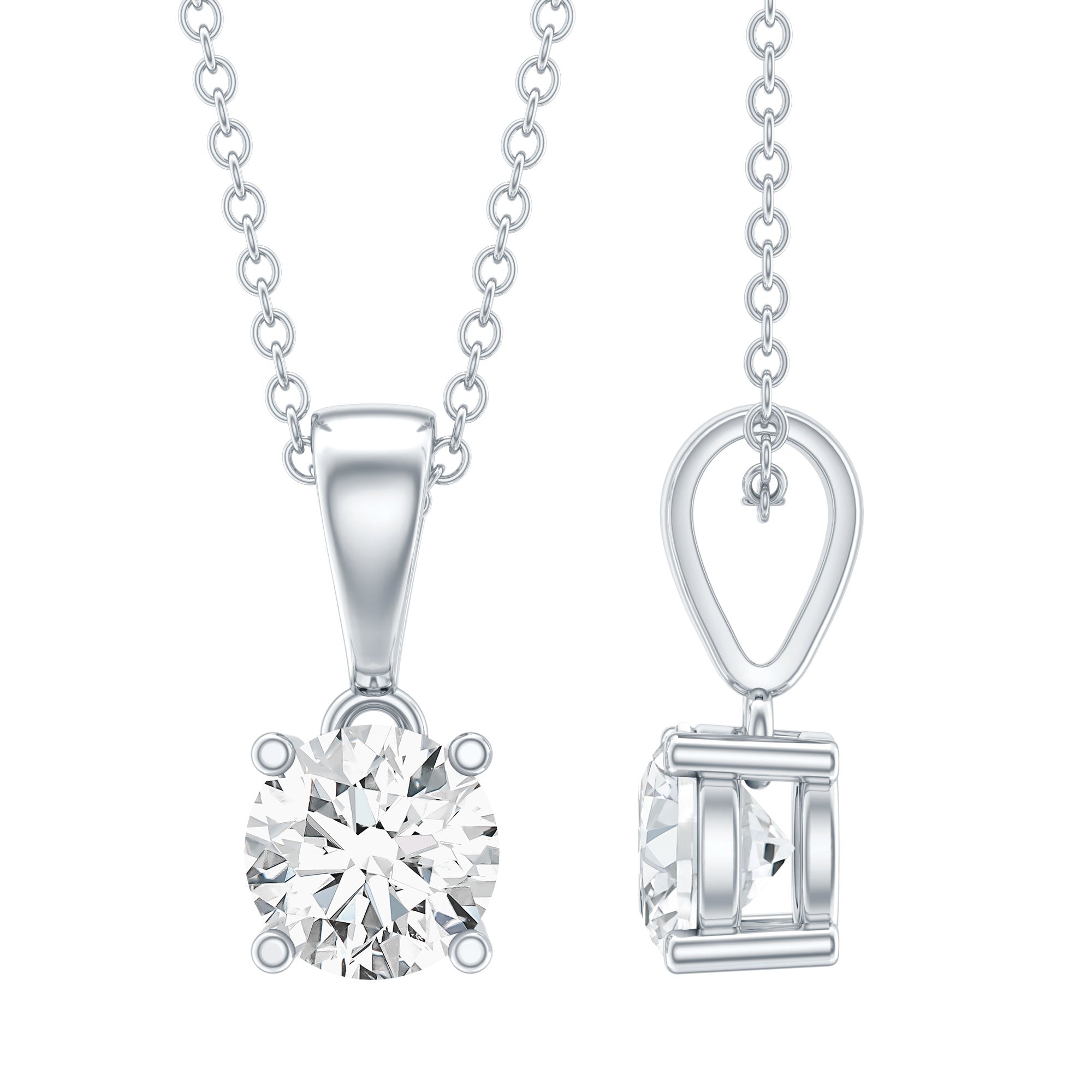 IGI Certified 1 CT Lab Grown Diamond Solitaire Pendant Lab - ( E-VS1 ) - Rosec Jewels