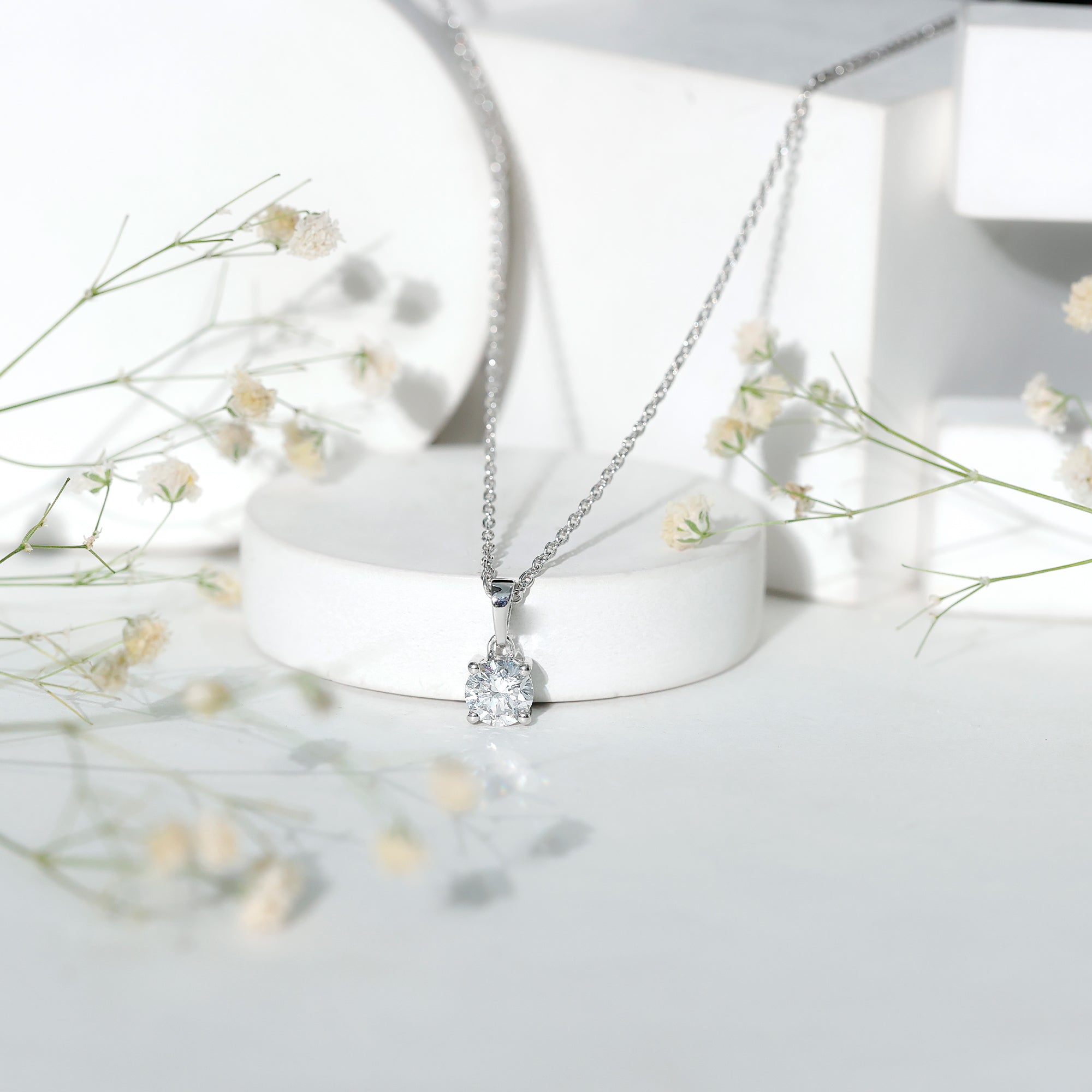 IGI Certified 1 CT Lab Grown Diamond Solitaire Pendant Lab - ( E-VS1 ) - Rosec Jewels