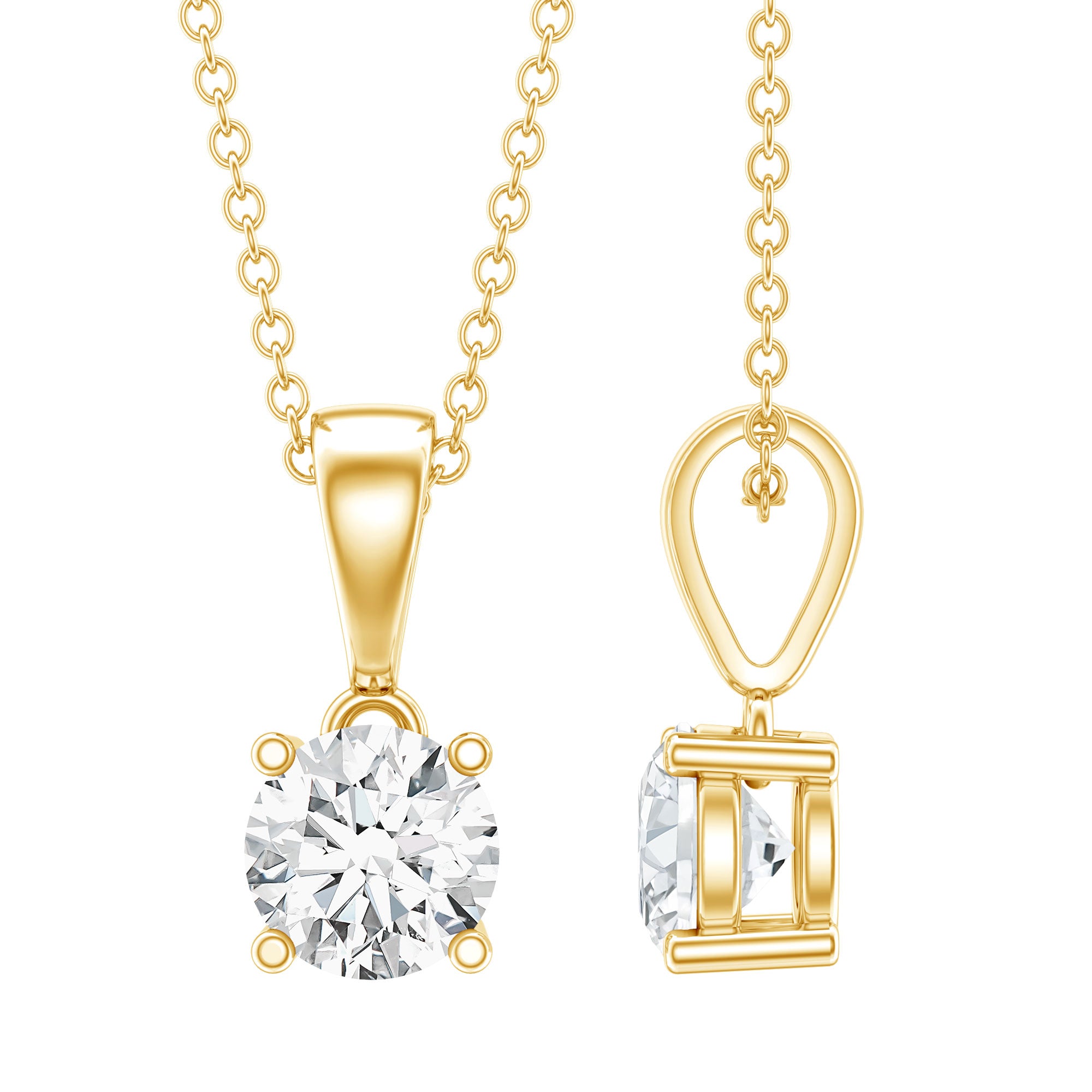 IGI Certified 1 CT Lab Grown Diamond Solitaire Pendant Lab - ( E-VS1 ) - Rosec Jewels