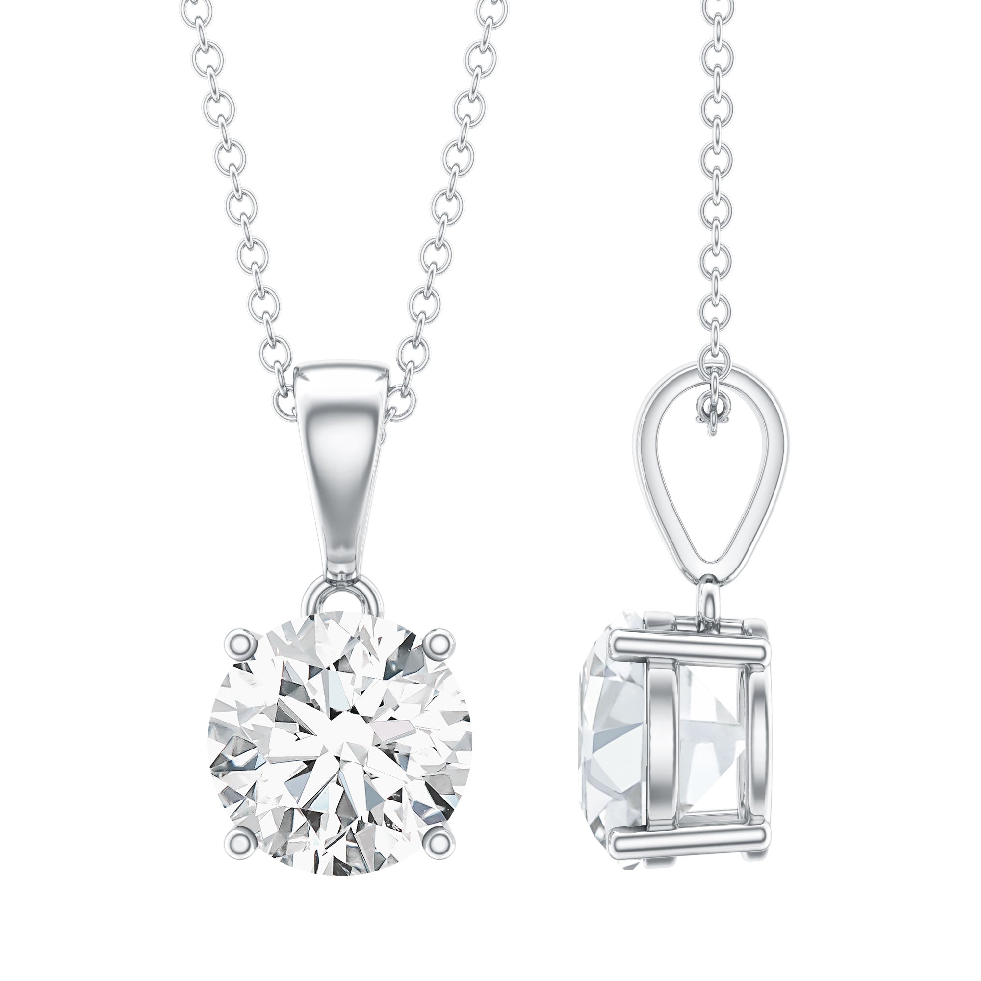 3 Carat Solitaire Lab Grown Diamond Pendant with IGI Certificate Lab - ( E-VS1 ) - Rosec Jewels