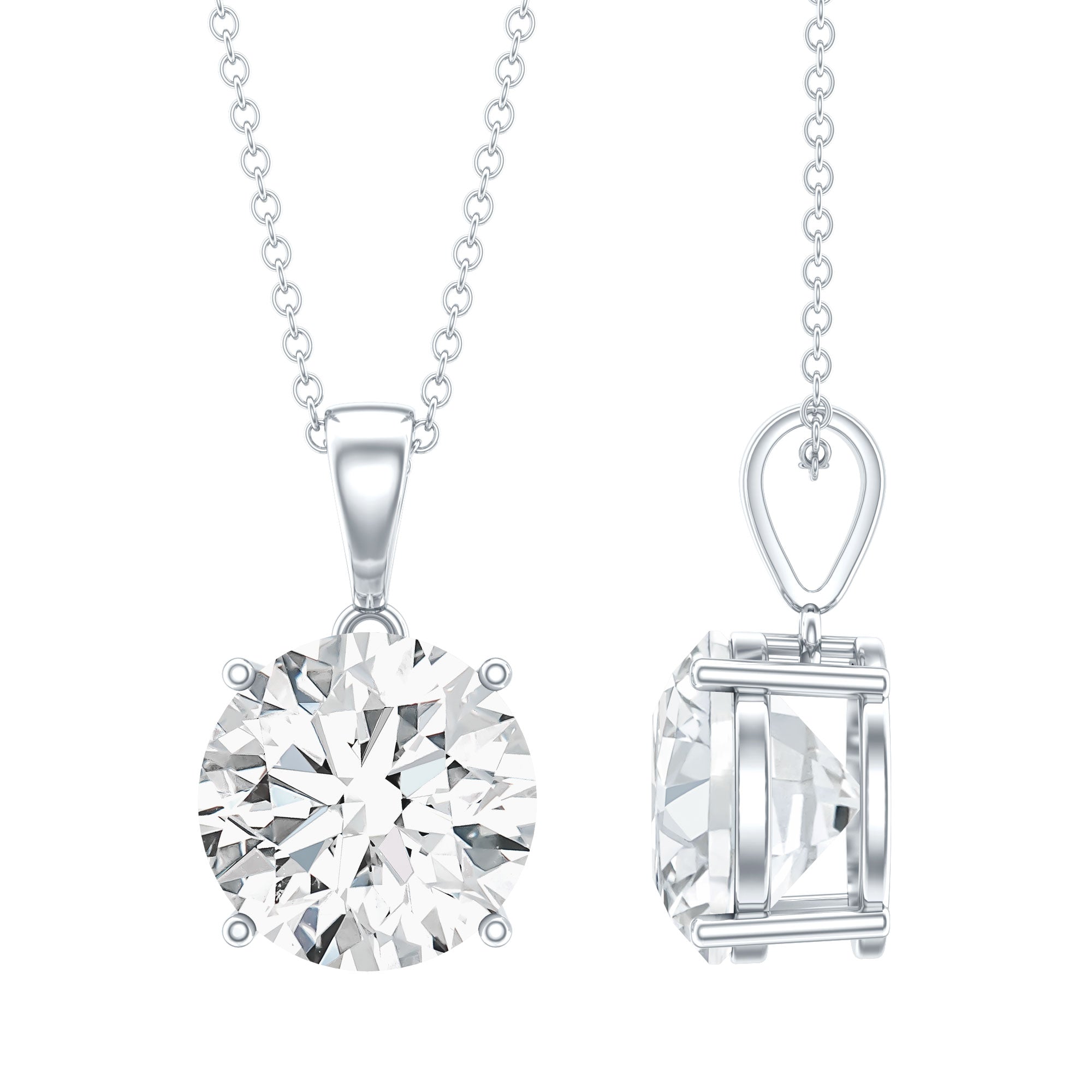 4 Carat IGI Certified Lab Grown Diamond Pendant Necklace Lab - ( E-VS1 ) - Rosec Jewels