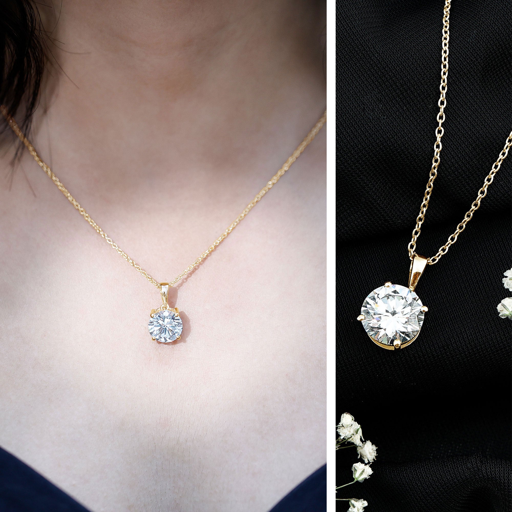 5 Carat IGI Certified Lab Grown Diamond Bridal Necklace Lab - ( E-VS1 ) - Rosec Jewels