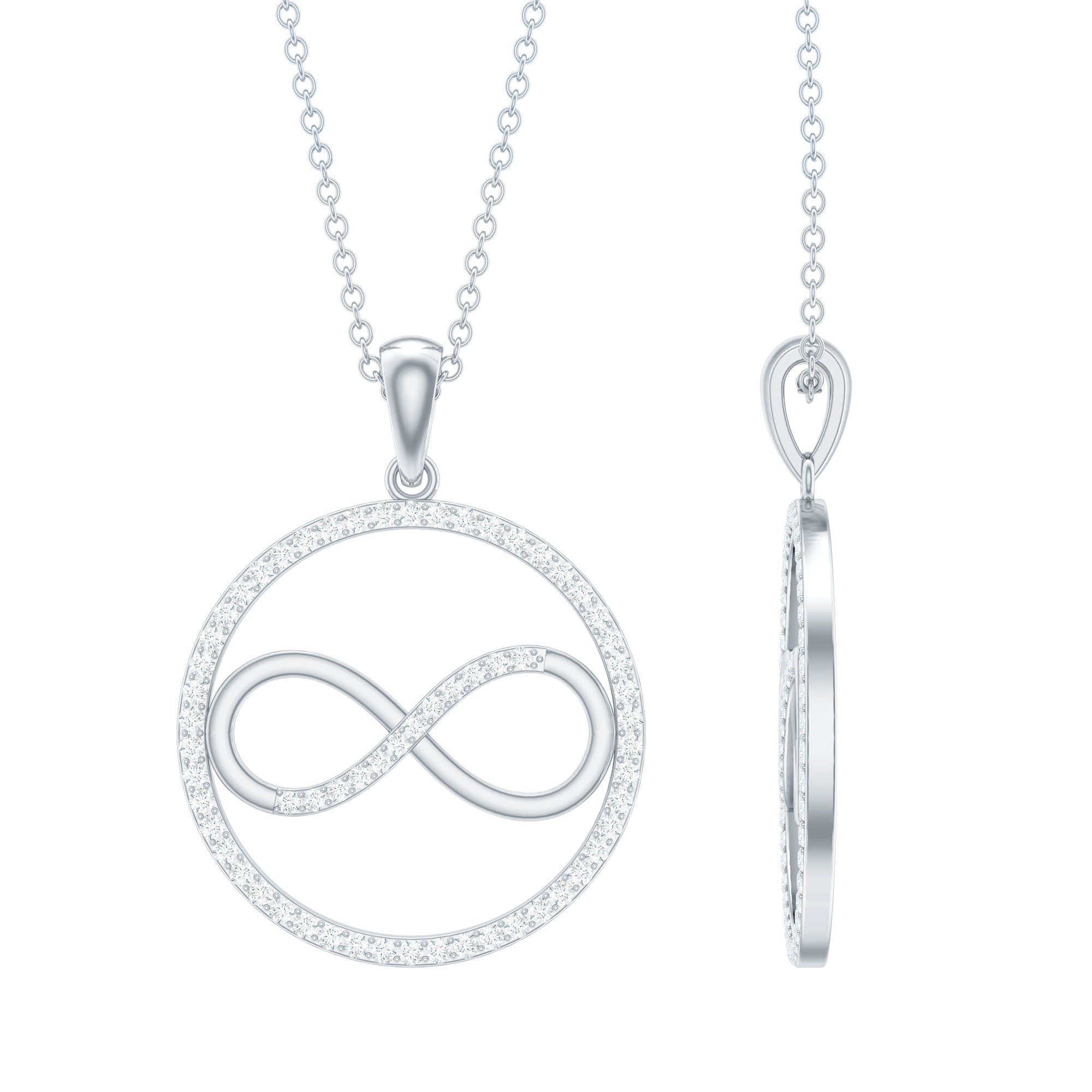 Diamonds Infinity Eternity Pendant Necklace Natural - ( HI-SI ) - Rosec Jewels