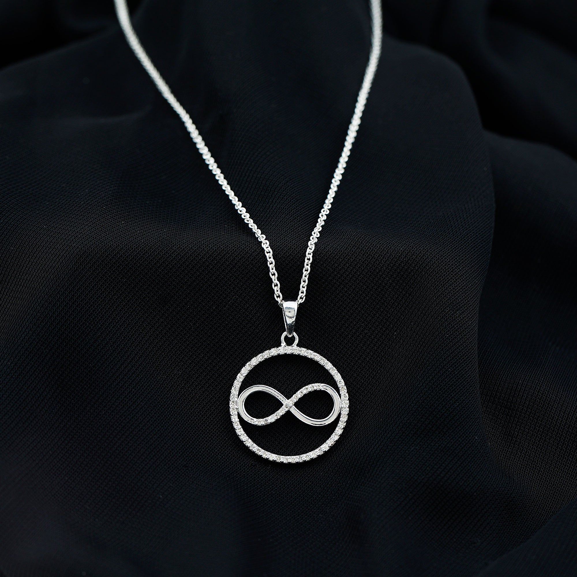Diamonds Infinity Eternity Pendant Necklace Natural - ( HI-SI ) - Rosec Jewels