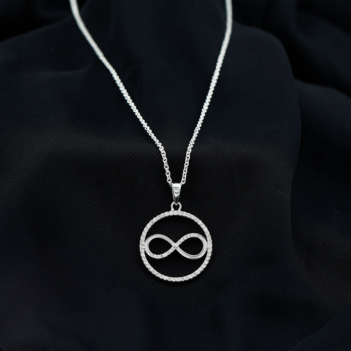 Diamonds Infinity Eternity Pendant Necklace Natural - ( HI-SI ) - Rosec Jewels