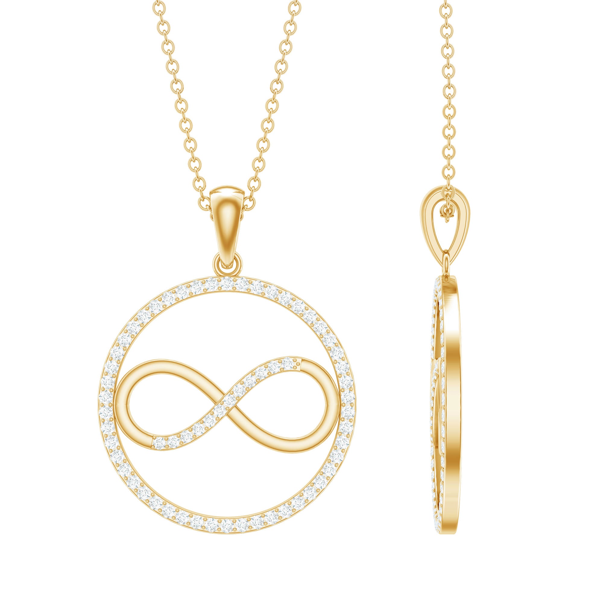 Rosec Jewels-Eternity Circle and Infinity Pendant Necklace with Diamonds For Women
