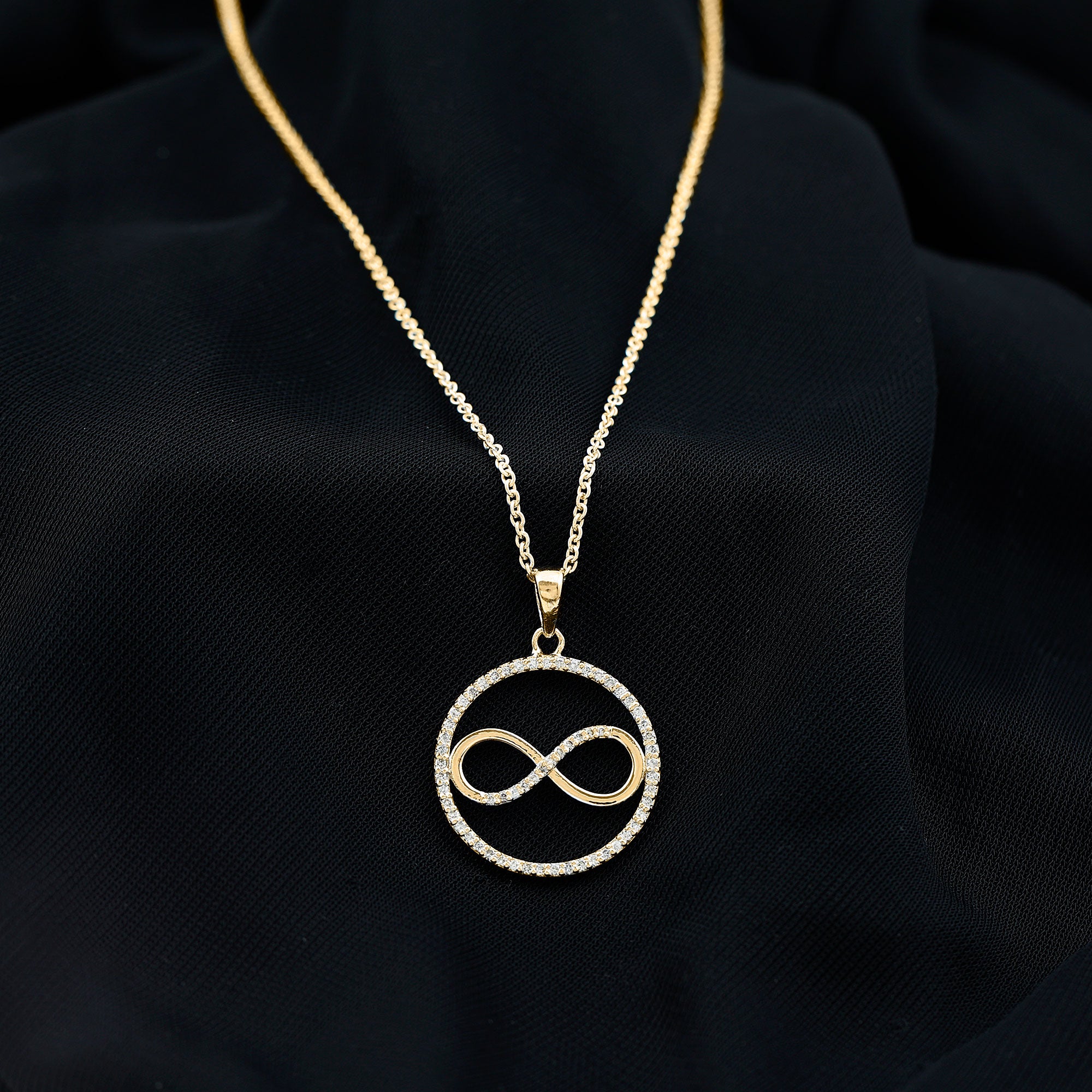 Diamonds Infinity Eternity Pendant Necklace Natural - ( HI-SI ) - Rosec Jewels