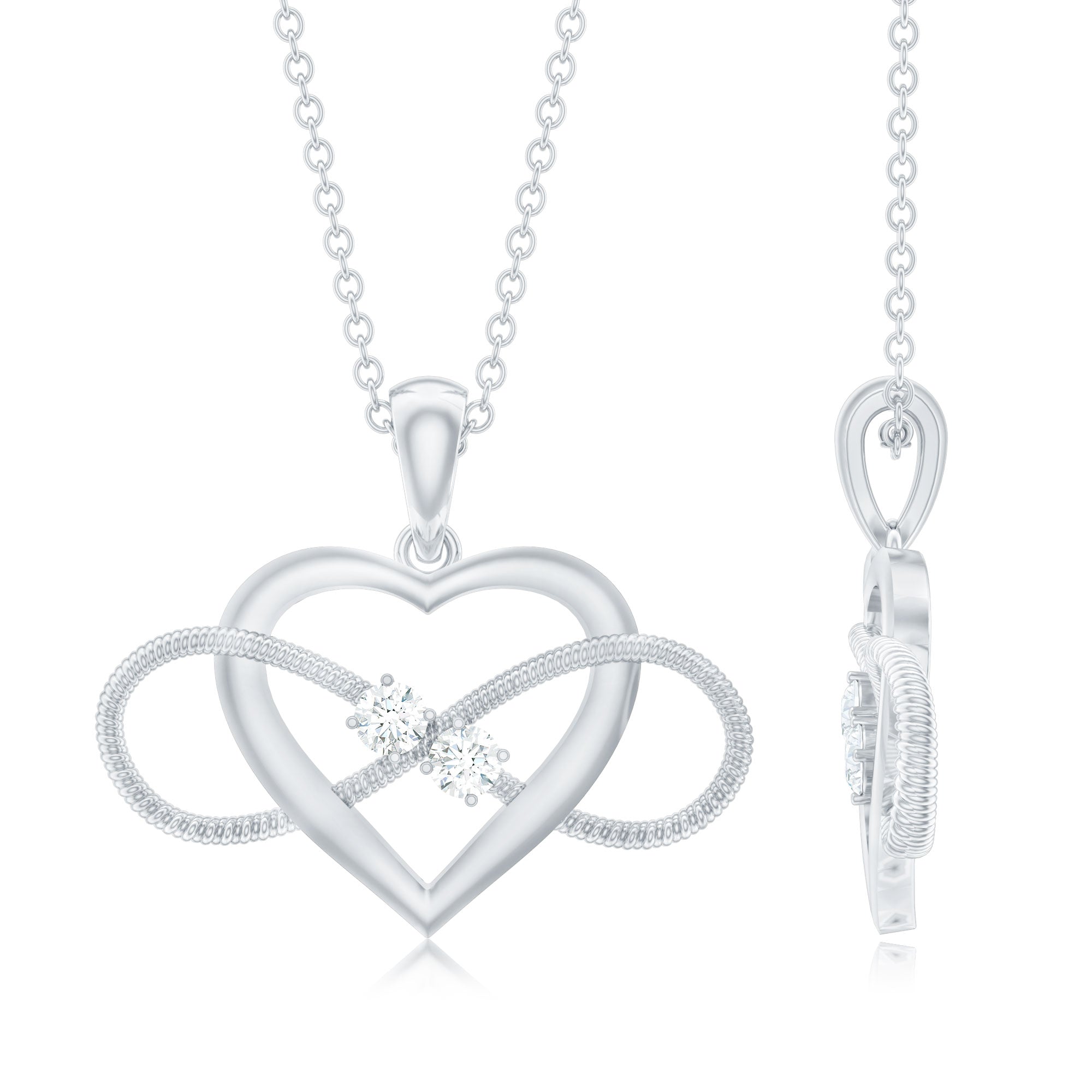 Natural Diamond Infinity Heart Necklace For Her Natural - ( HI-SI ) - Rosec Jewels