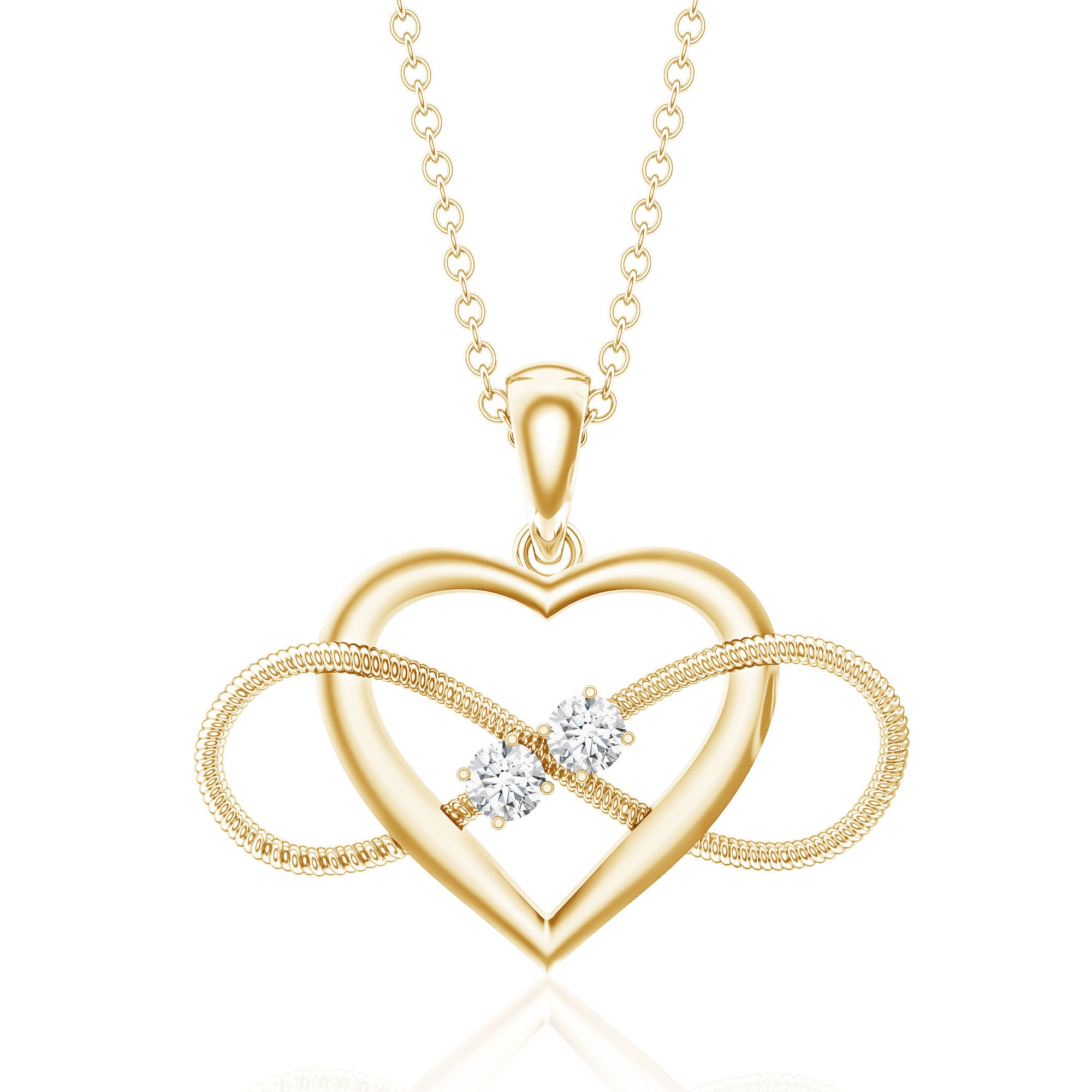 Natural Diamond Infinity Heart Necklace For Her Natural - ( HI-SI ) - Rosec Jewels