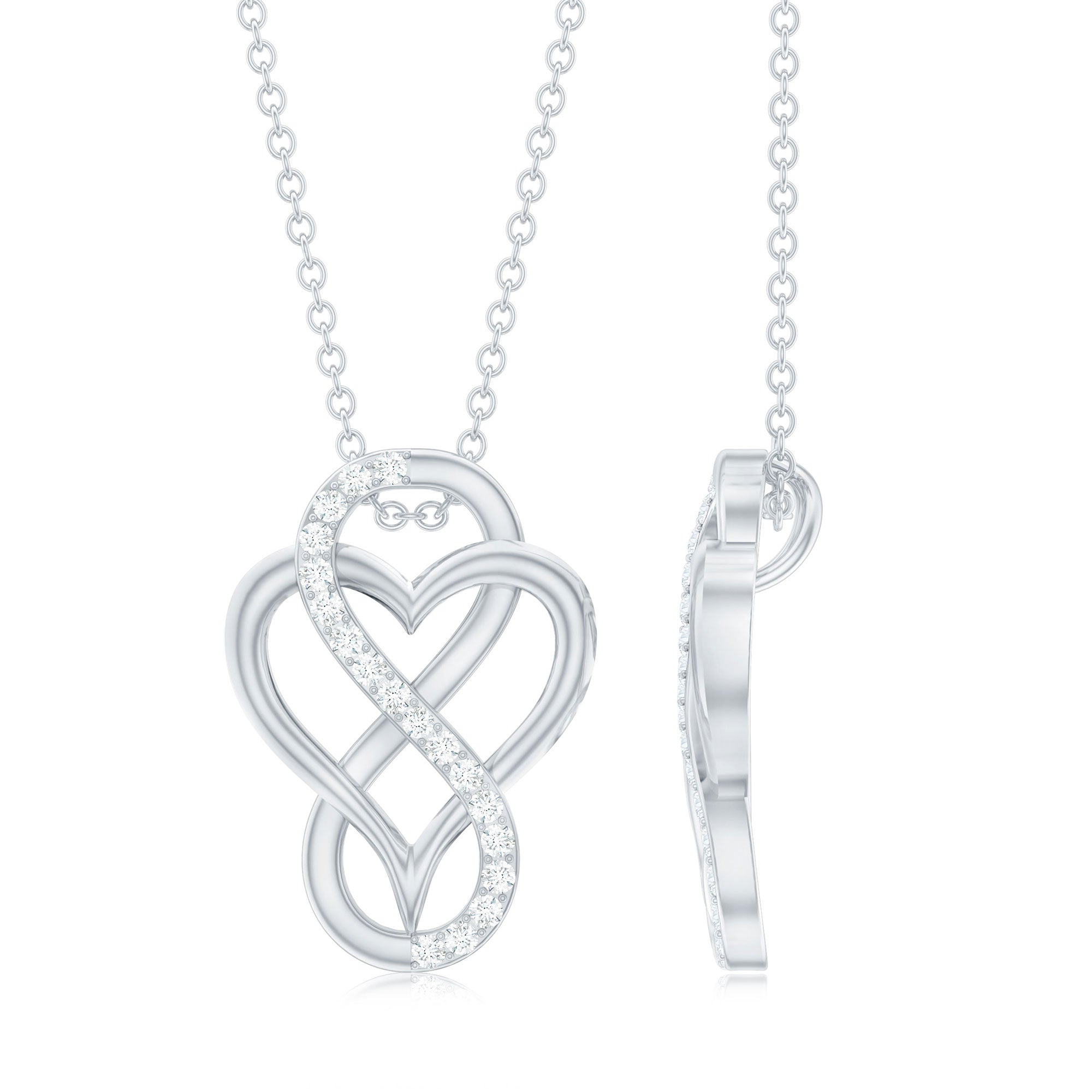 Rosec Jewels-Diamond Infinity Heart Necklace for Women