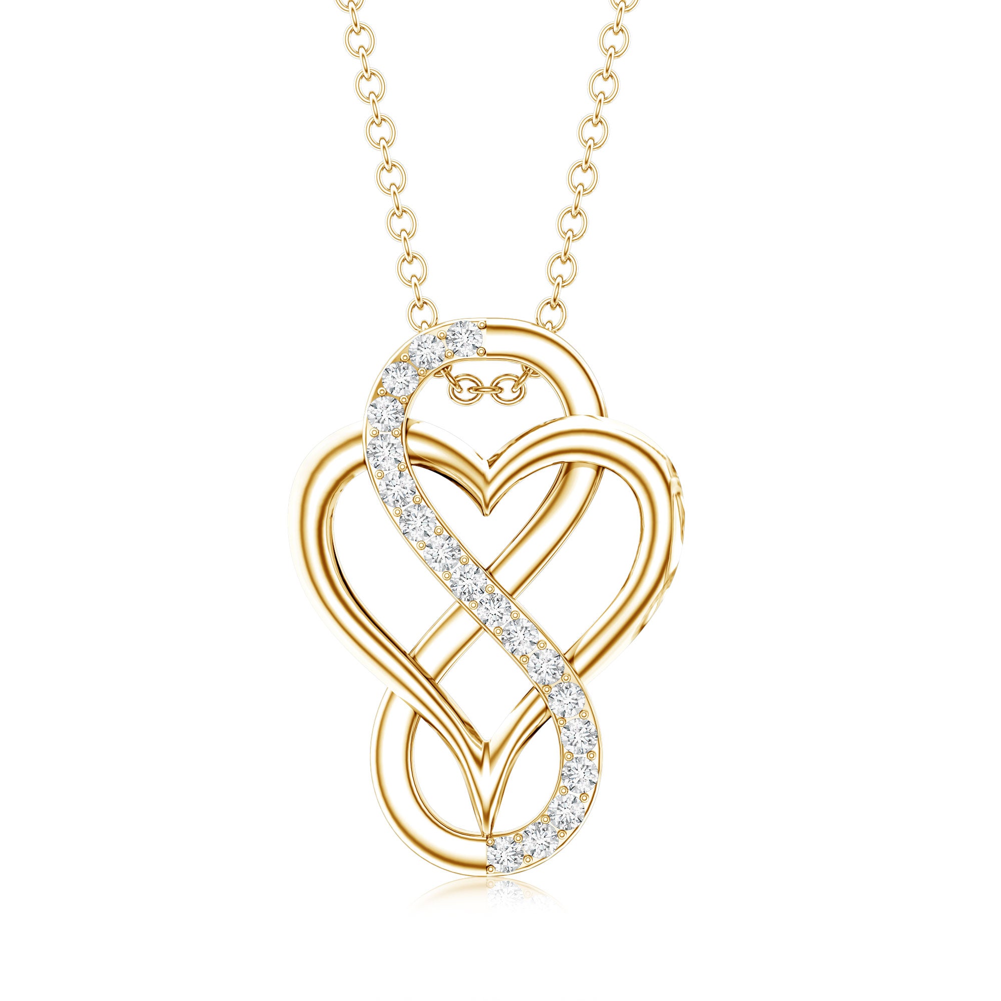 Brilliant Cut Diamond Infinity Heart Necklace for Women Natural - ( HI-SI ) - Rosec Jewels