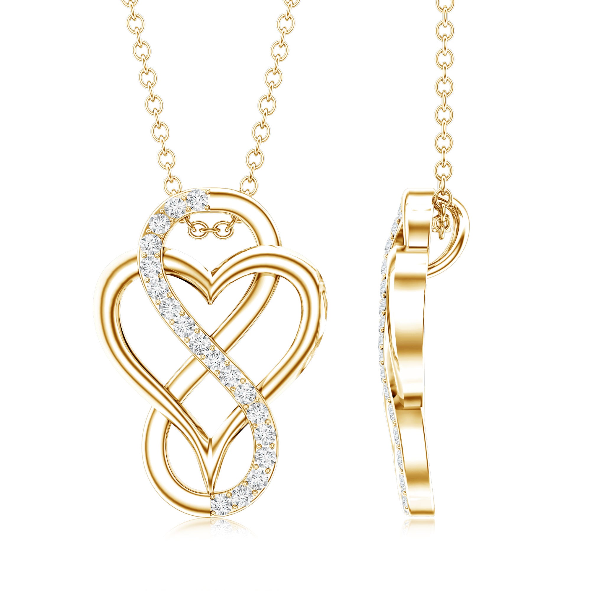 Brilliant Cut Diamond Infinity Heart Necklace for Women Natural - ( HI-SI ) - Rosec Jewels